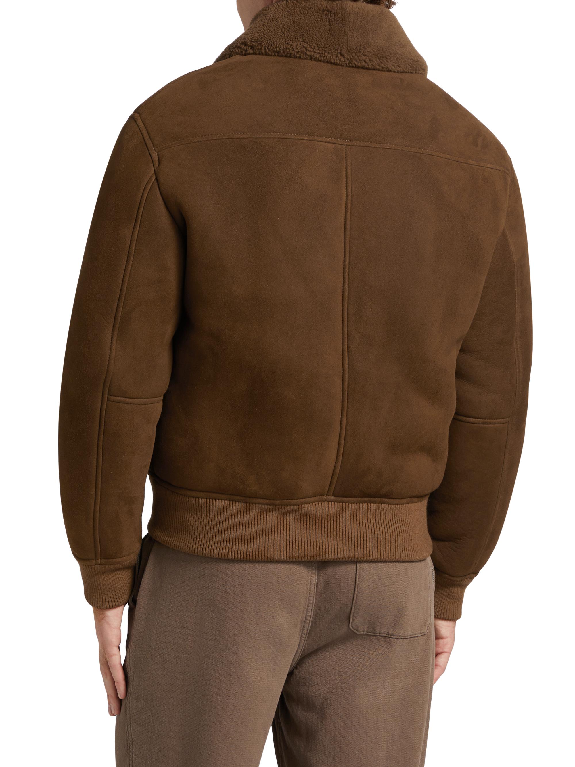 Frame Shearling-Trim Suede Jacket | Saks Fifth Avenue