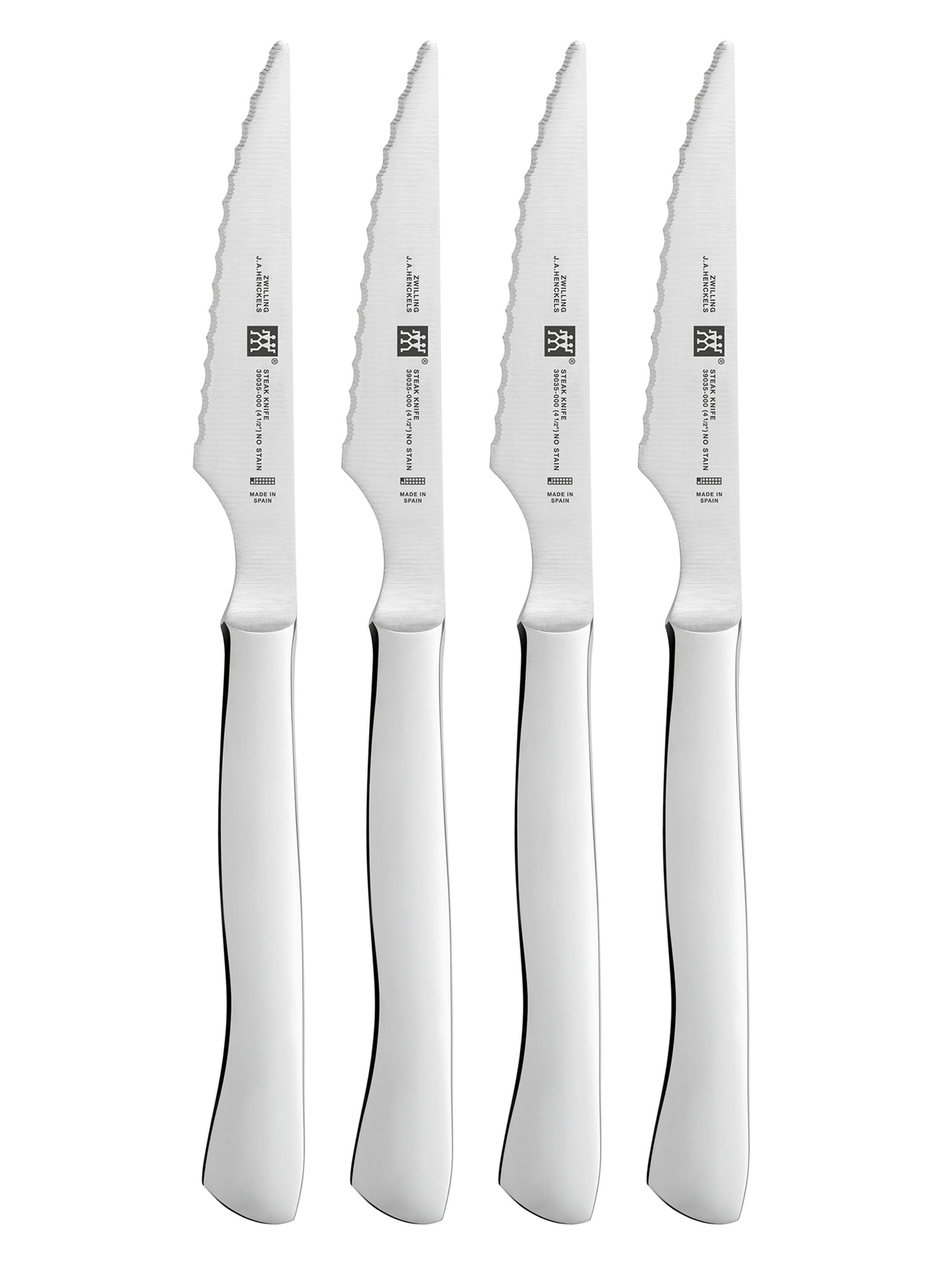 ZWILLING J.A. Henckels 4-Piece Stainless Steel Serrated Steak Knife Set - Stainless Steel