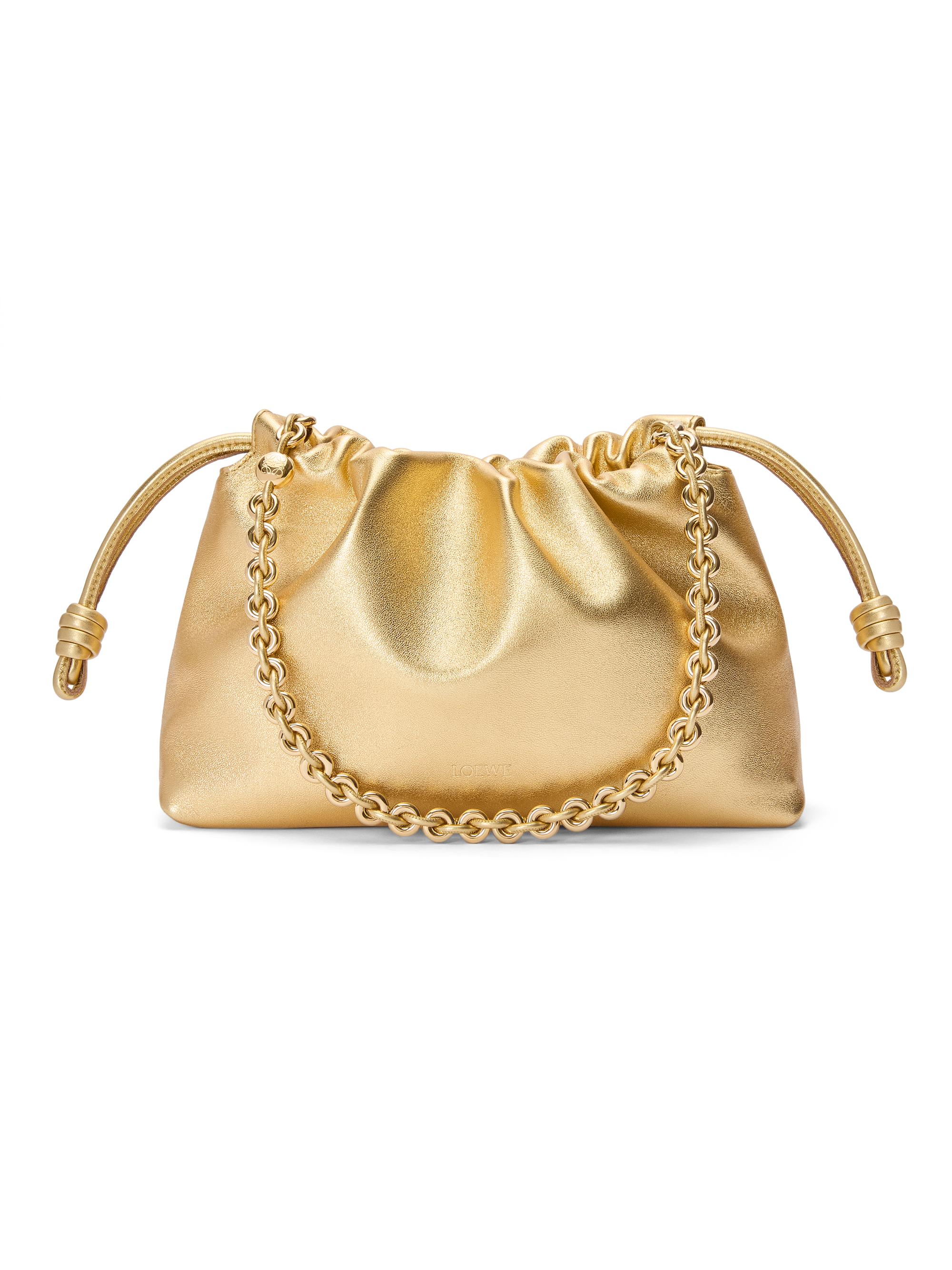 LOEWE Women's  Flamenco Laminated Leather Shoulder Bag - Gold