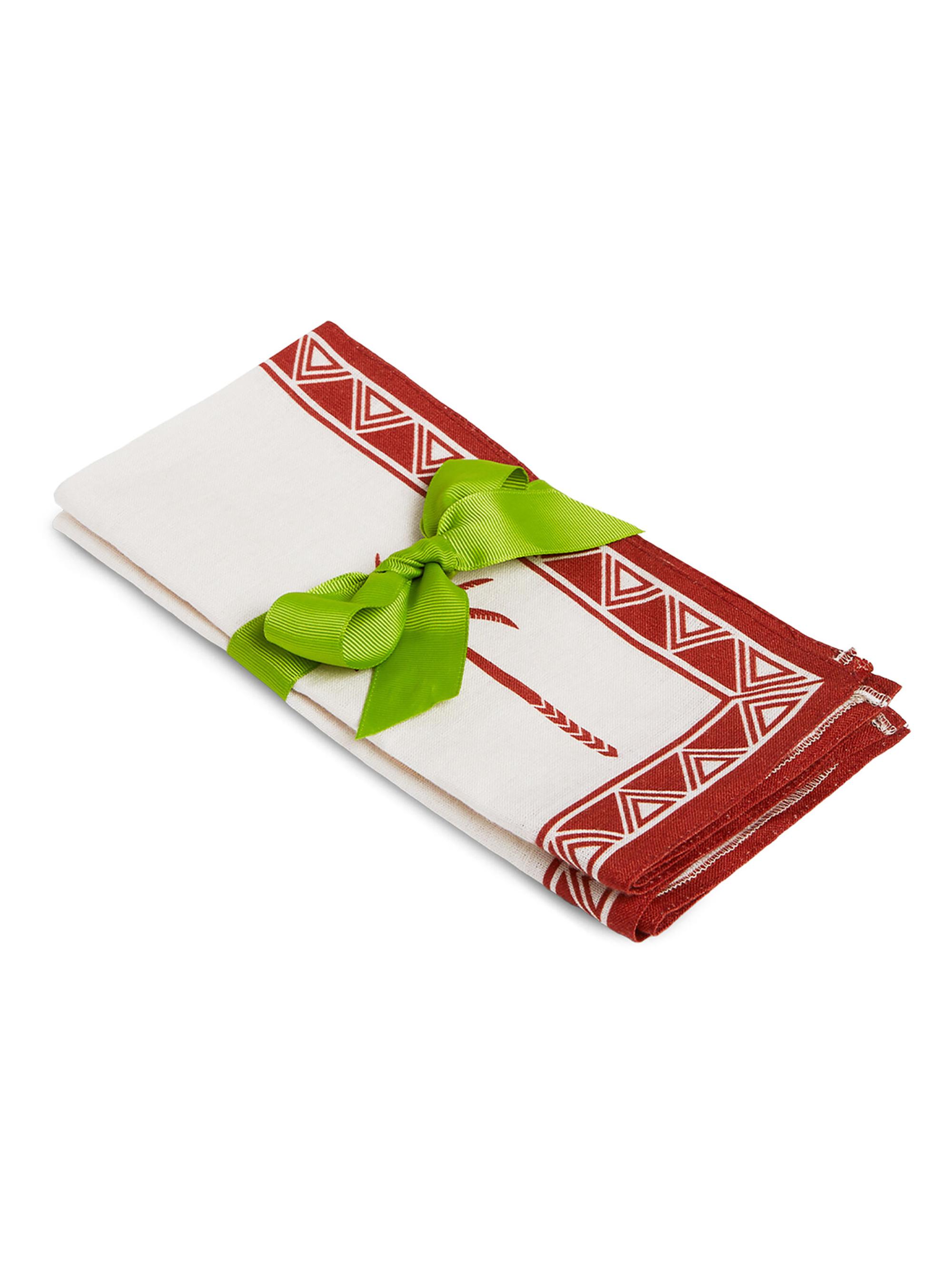 La DoubleJ Large Napkin Set of 2 (45 x 45) - Date Palms Napkin Mattone