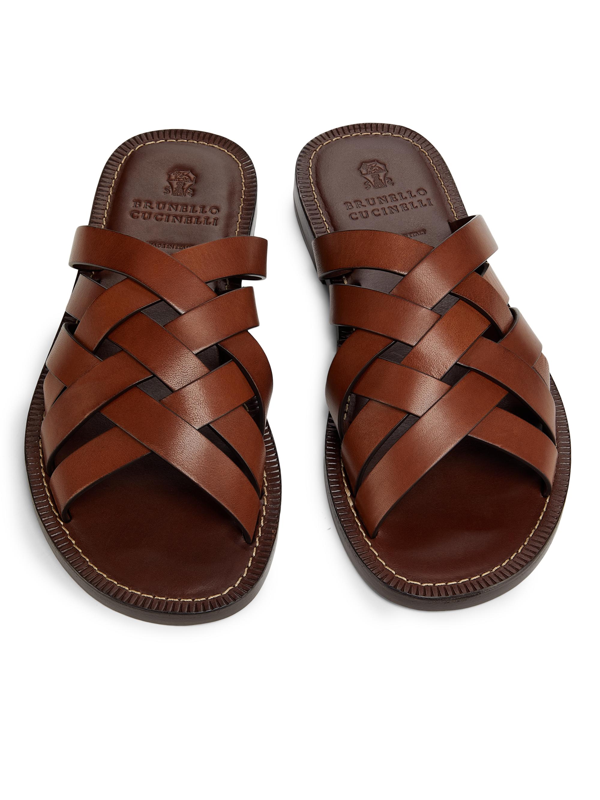 Brunello Cucinelli Crisscross Leather Sandals | Saks Fifth Avenue