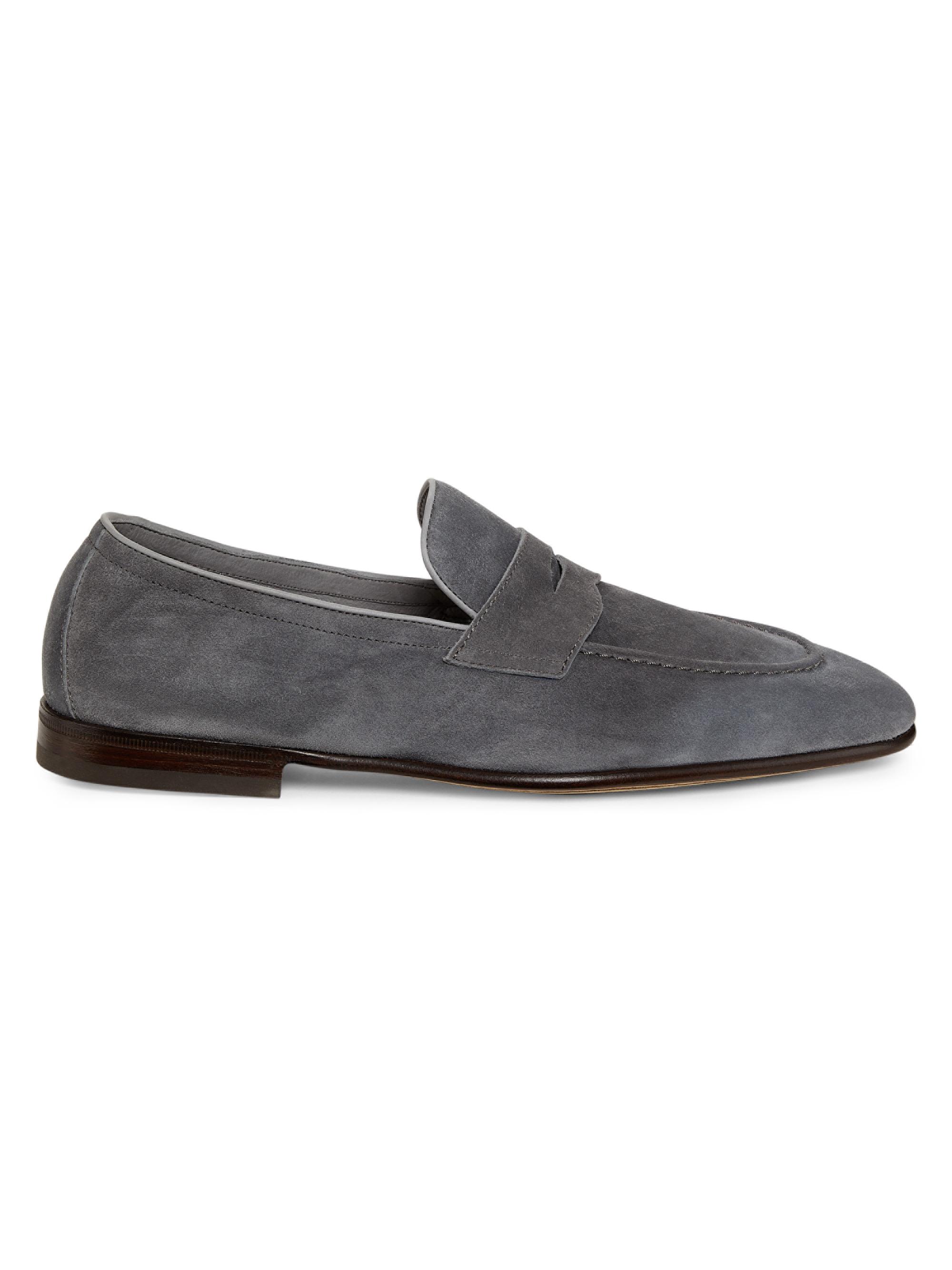 Brunello Cucinelli Men's Suede Loafers - Grey
