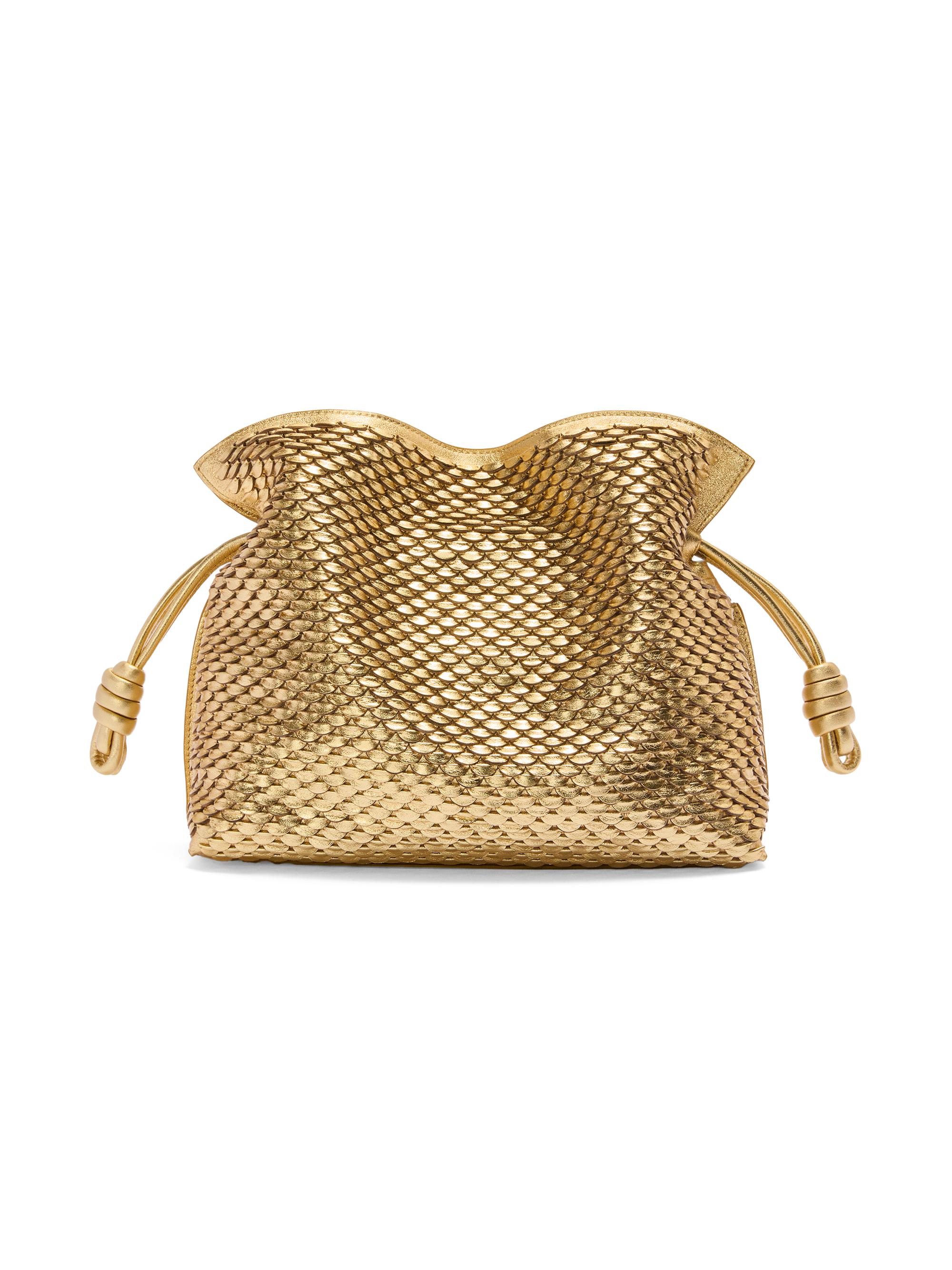 Valentino Garavani VLogo Pouf Metallic Leather Mini Bucket