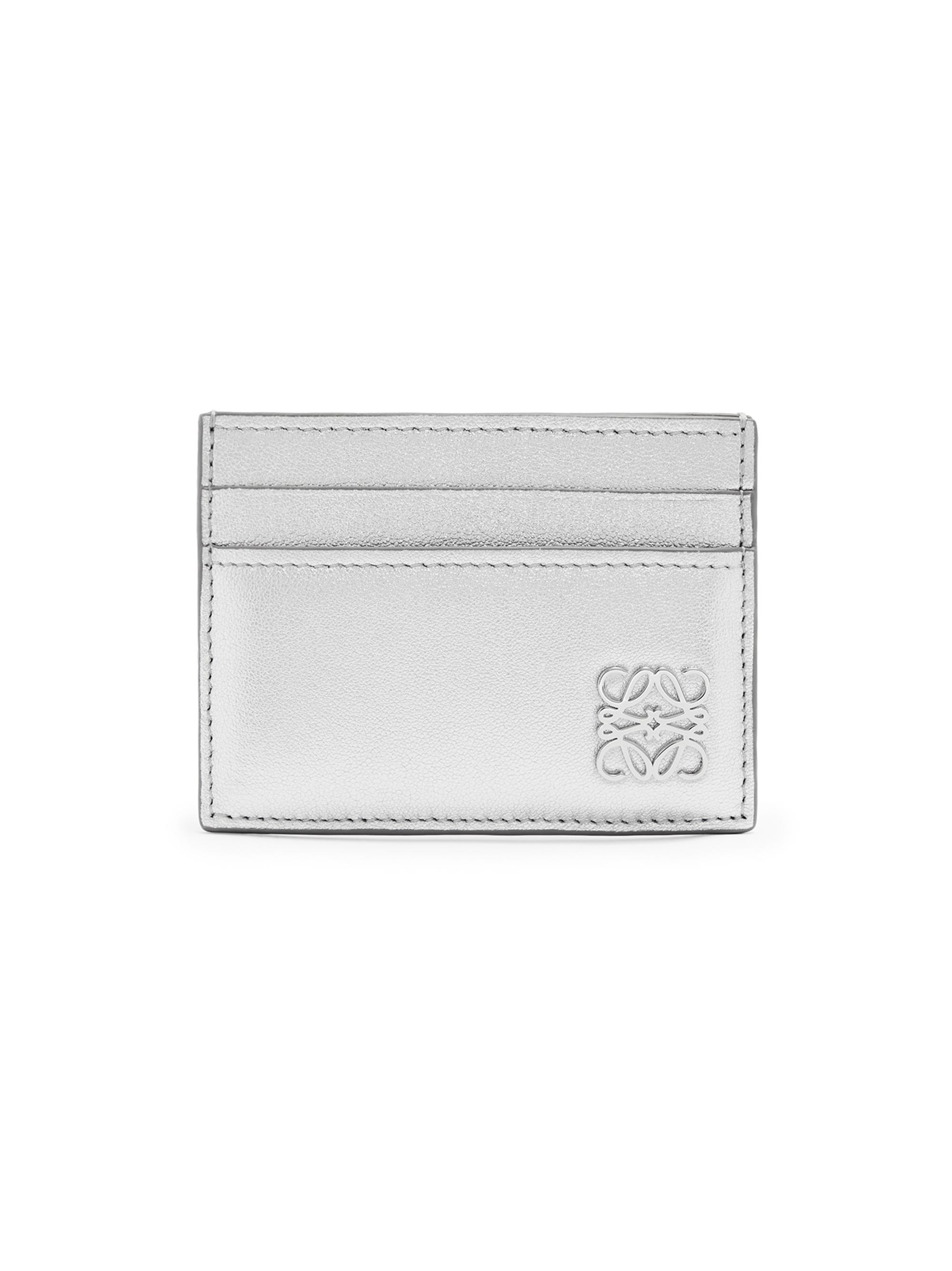 LOEWE Women's Anagram Puffer Leather Card Case - Silver