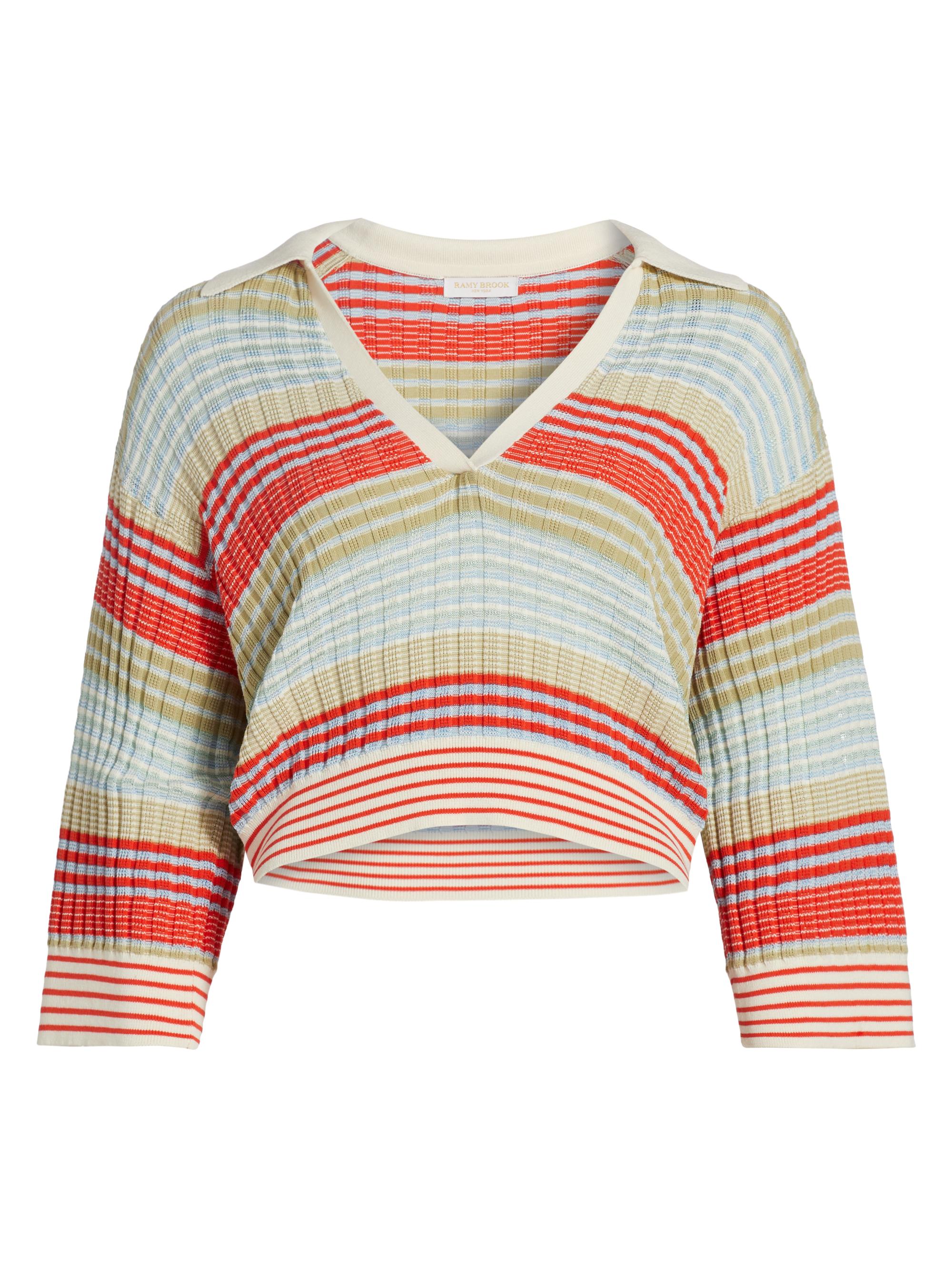 Ramy Brook Azaria Striped Cotton-Blend Sweater | Saks Fifth Avenue