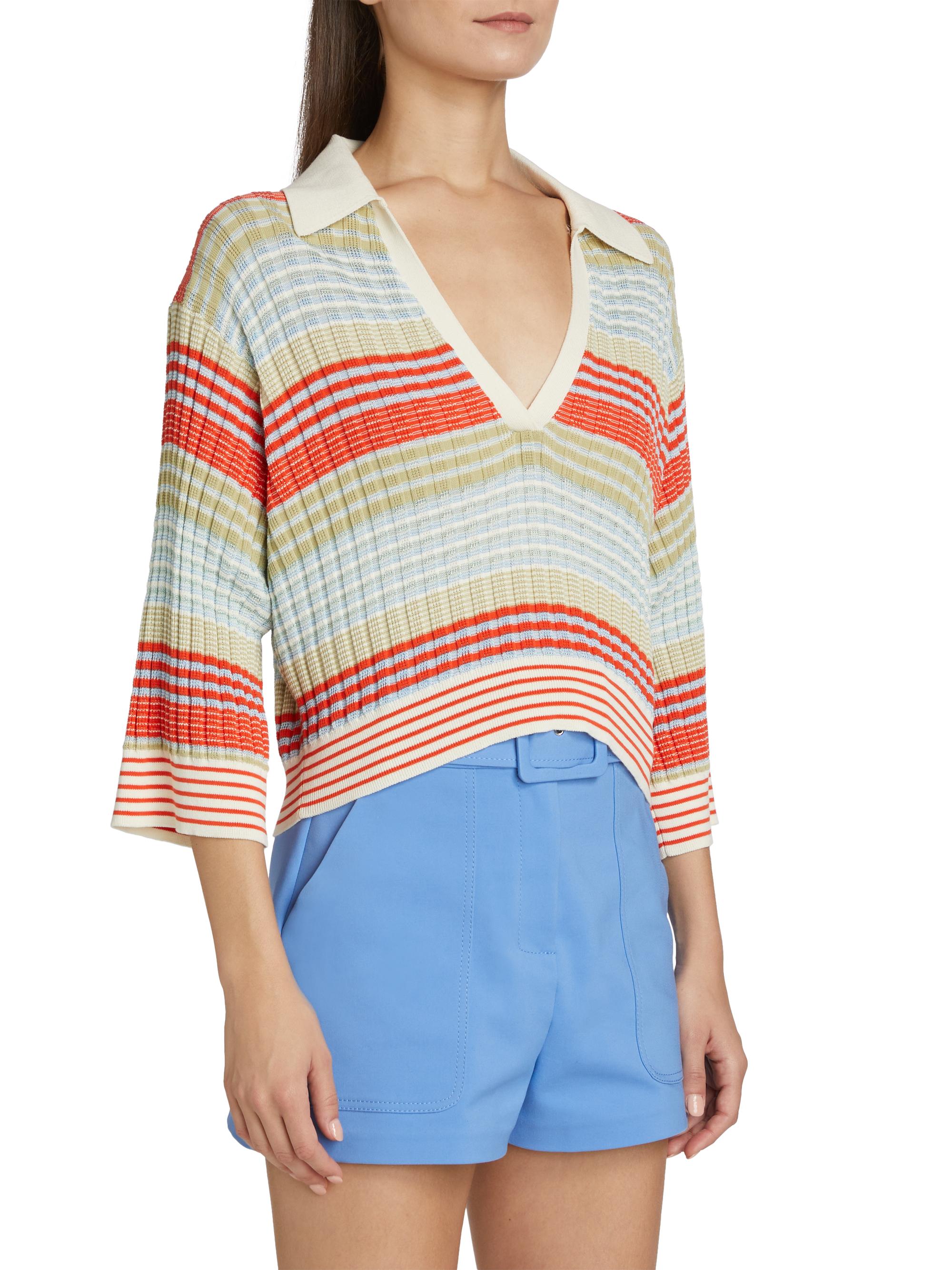 Ramy Brook Azaria Striped Cotton-Blend Sweater | Saks Fifth Avenue