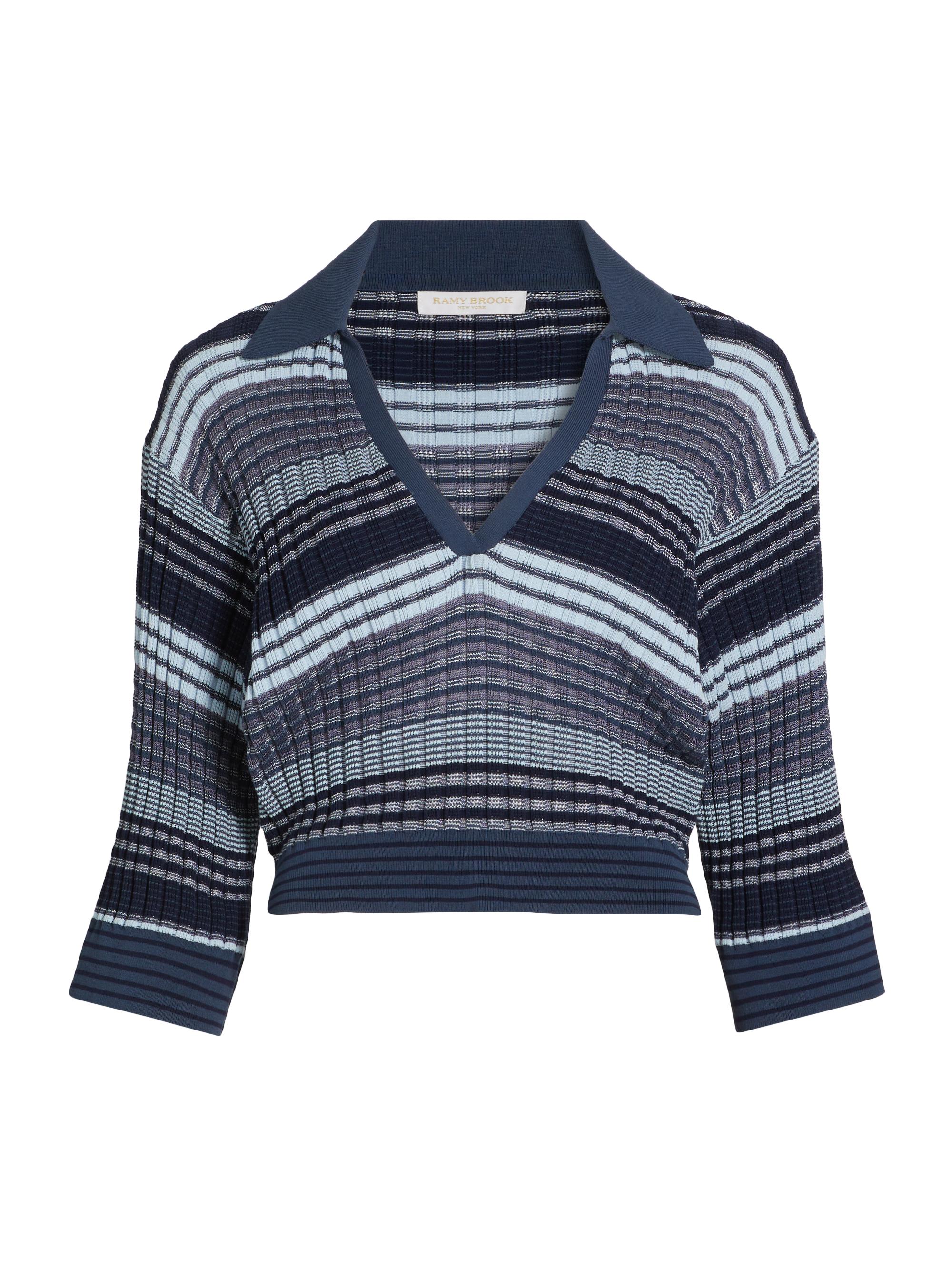 Ramy Brook Women's Azaria Striped Cotton-Blend Sweater - Bright Lily Stripe