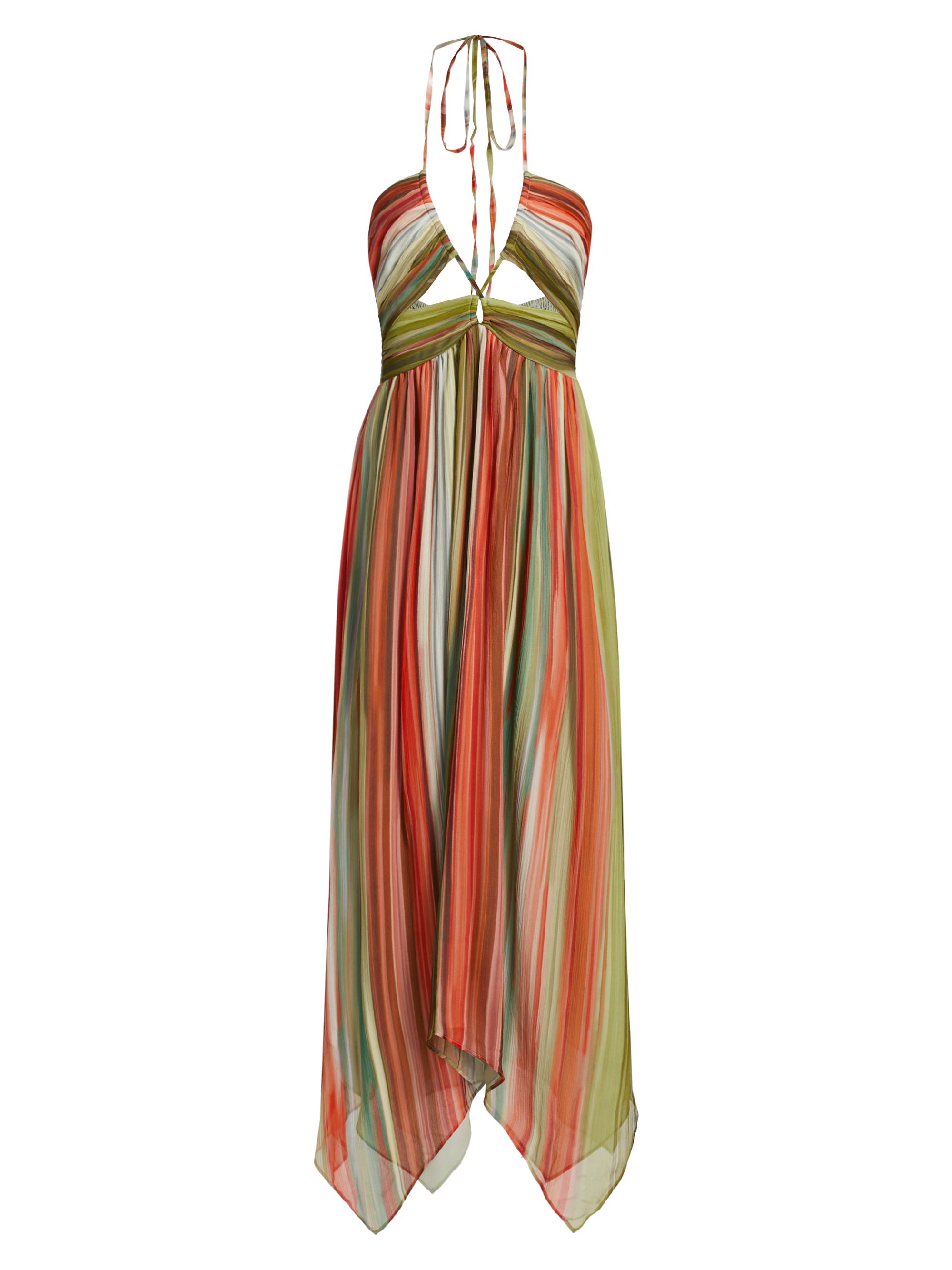 Ramy Brook Anaja Striped Silk Halterneck Midi-Dress | Saks Fifth