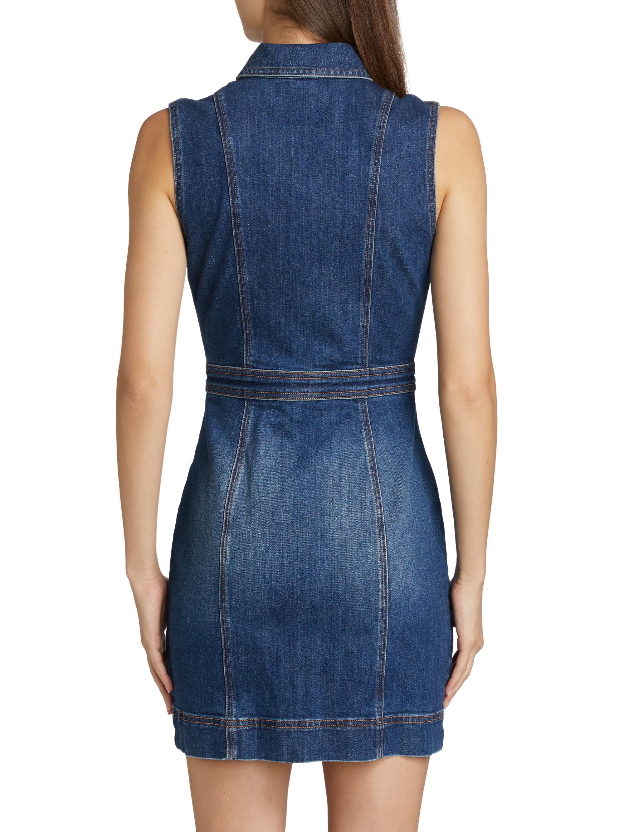 white christmas dresses Karla Scoop Neck Denim Mini Dress in medium wash main image 0