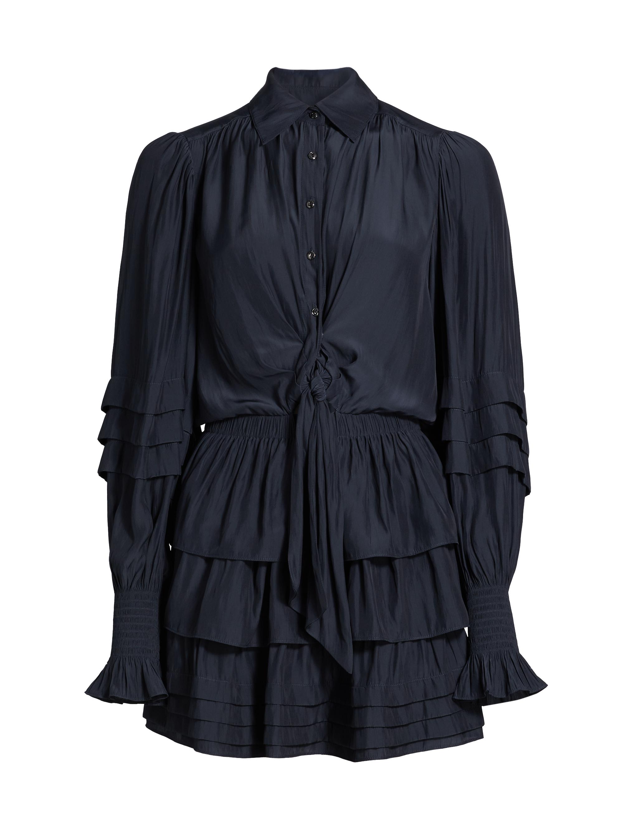 Ramy Brook Women's Entela Ruffled Mini-Shirtdress - Navy