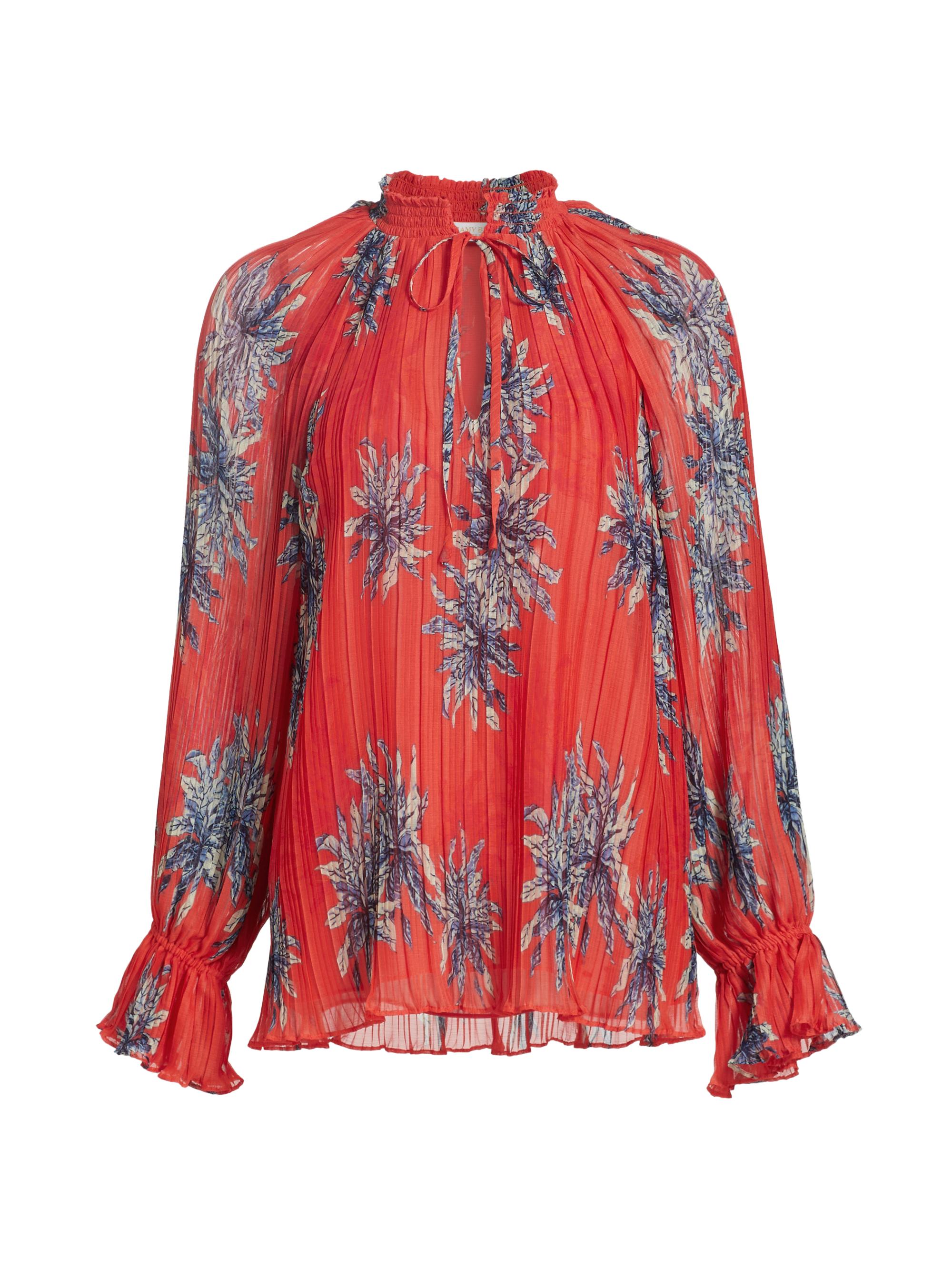 Ramy Brook Women's Kassie Plissé Floral Blouse - Bright Lily Floral