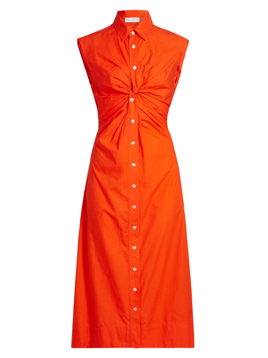 Ramy Brook Mihal Sleeveless Cotton Twist-Front Shirtdress | Saks