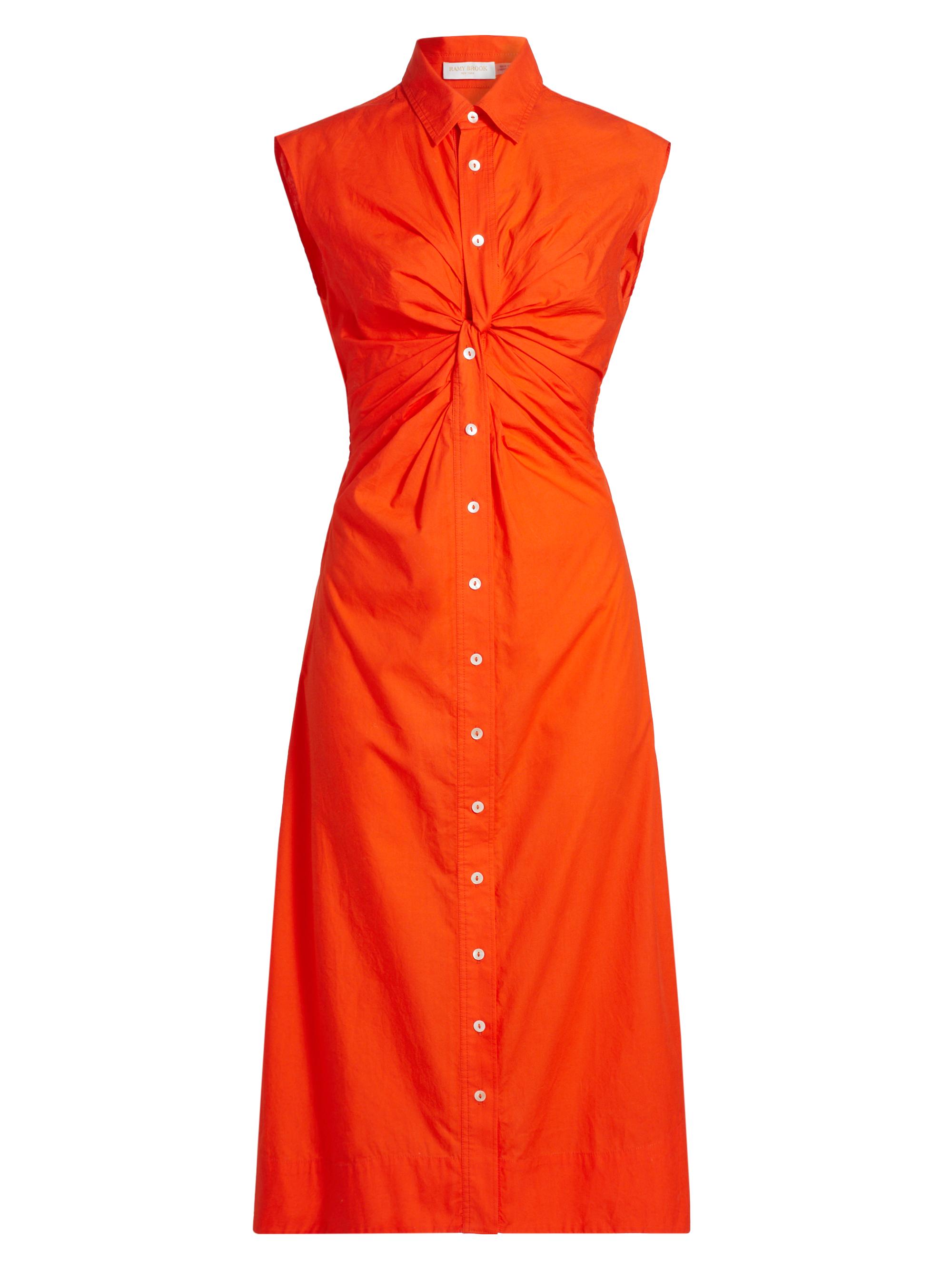 Ramy Brook Mihal Sleeveless Cotton Twist-Front Shirtdress | Saks