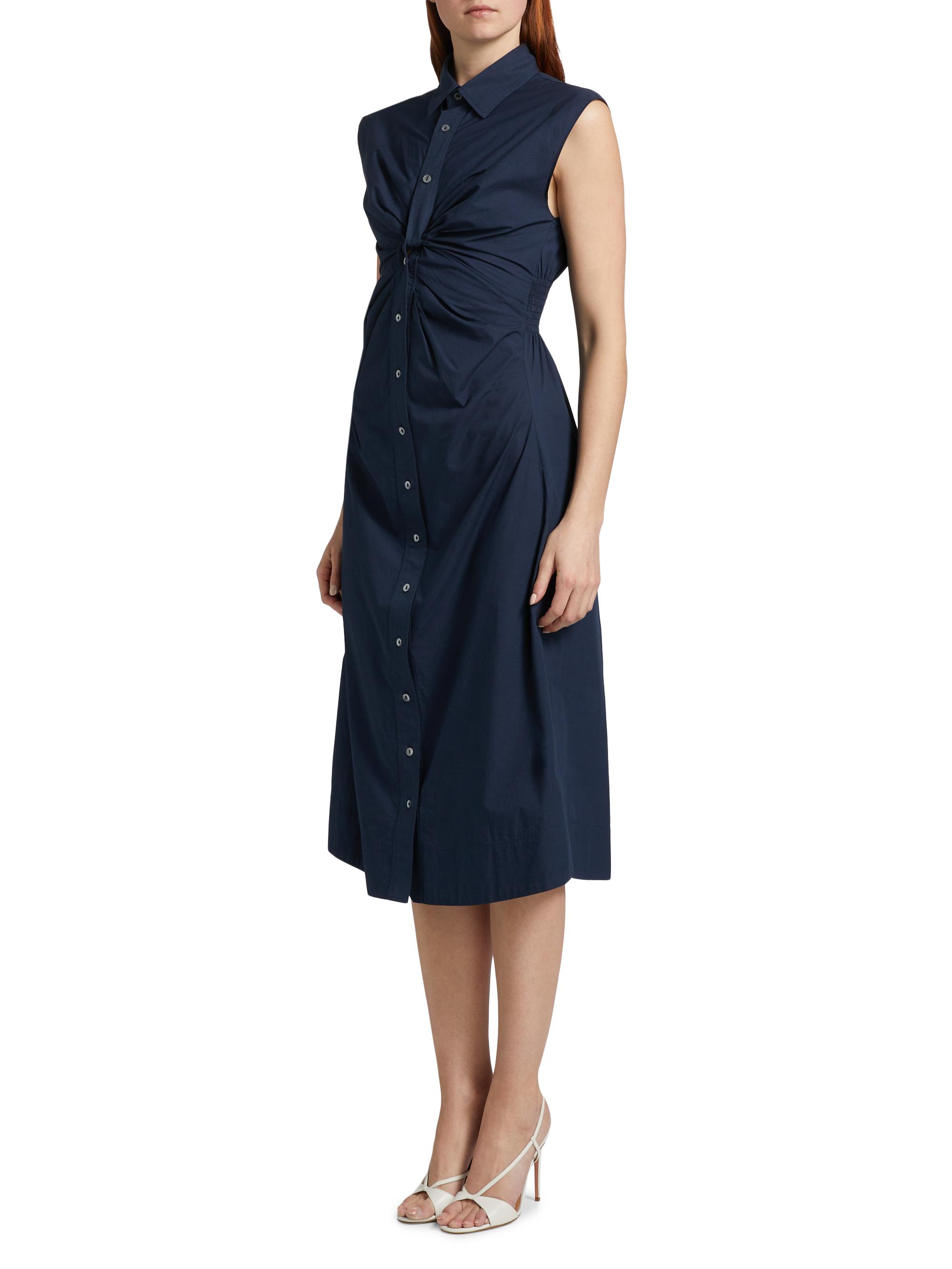 Ramy Brook Mihal Sleeveless Cotton Twist-Front Shirtdress | Saks