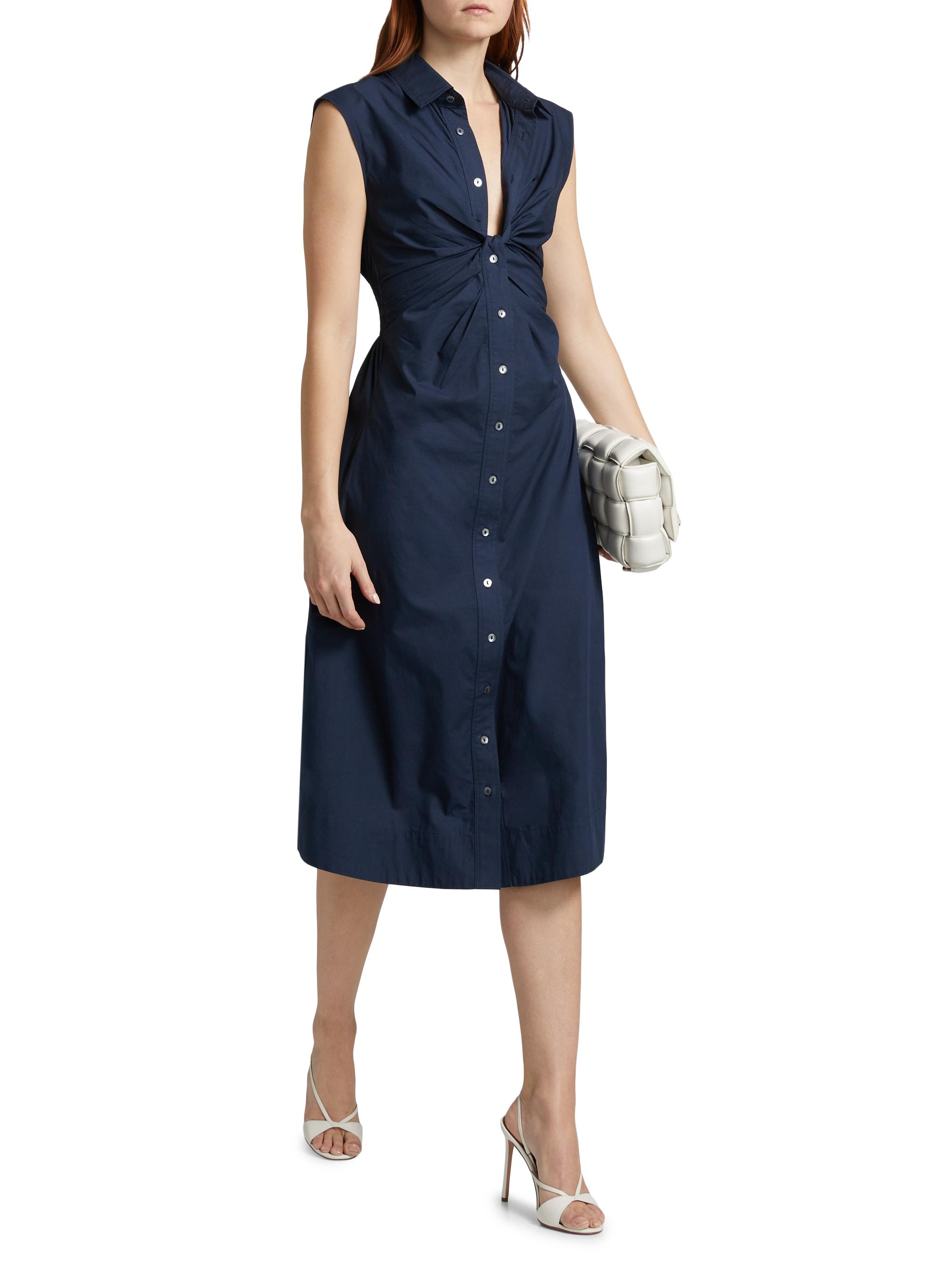 Ramy Brook Mihal Sleeveless Cotton Twist-Front Shirtdress | Saks