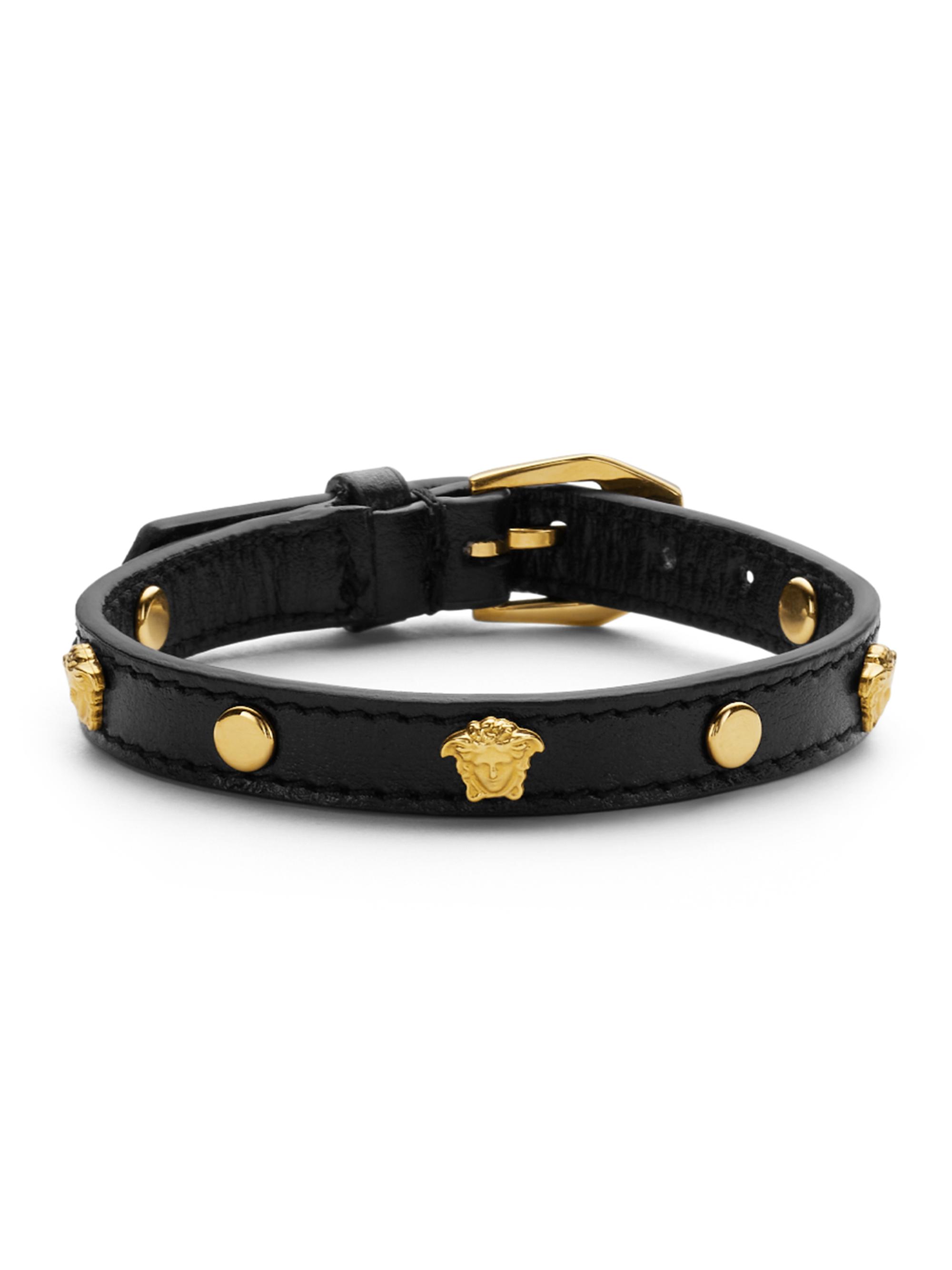 Versace Medusa Brass & Leather Bracelet | Saks Fifth Avenue