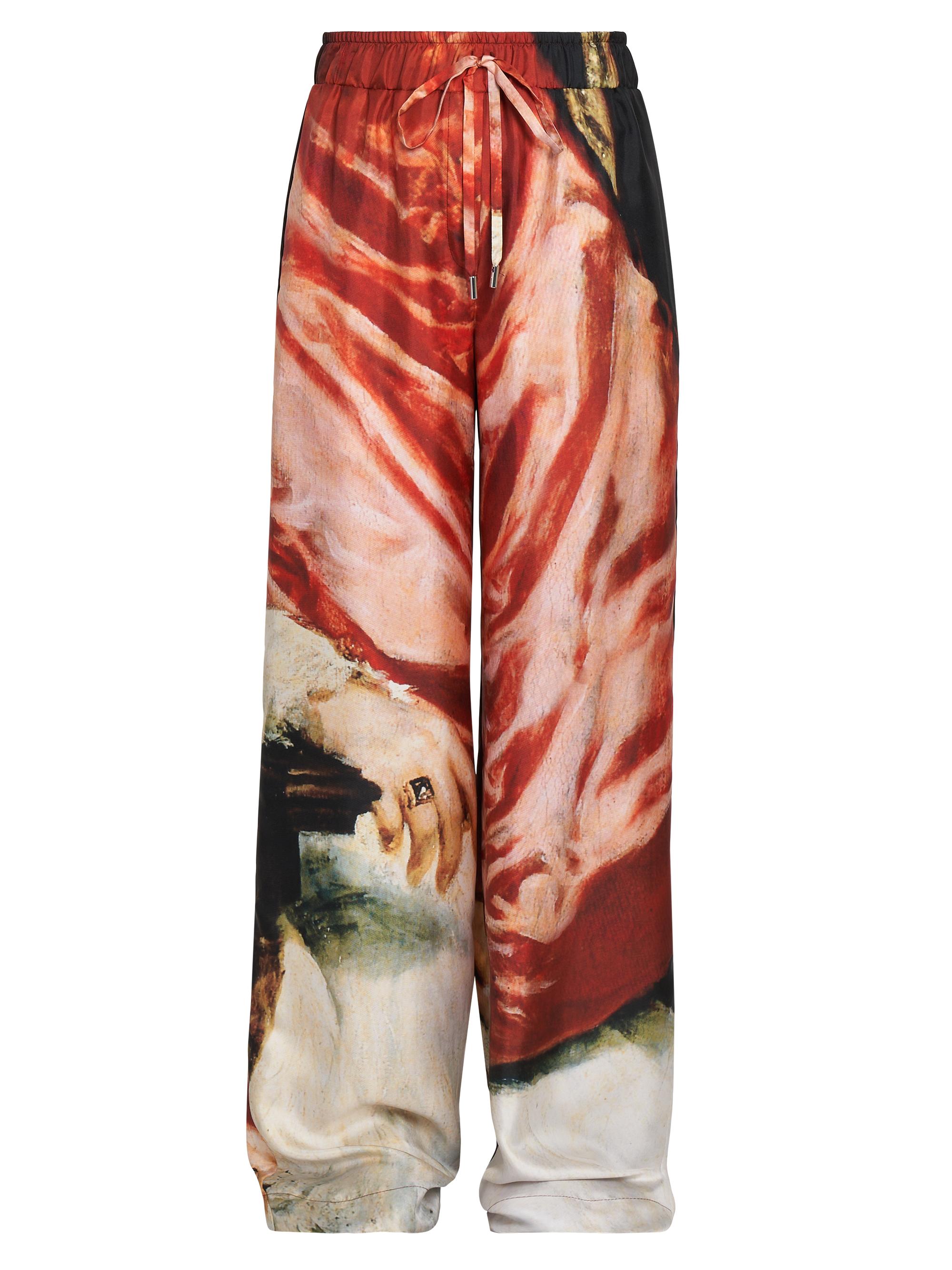 McQueen Women's Velazquez Printed Silk Straight-Leg Pants - Multicolour