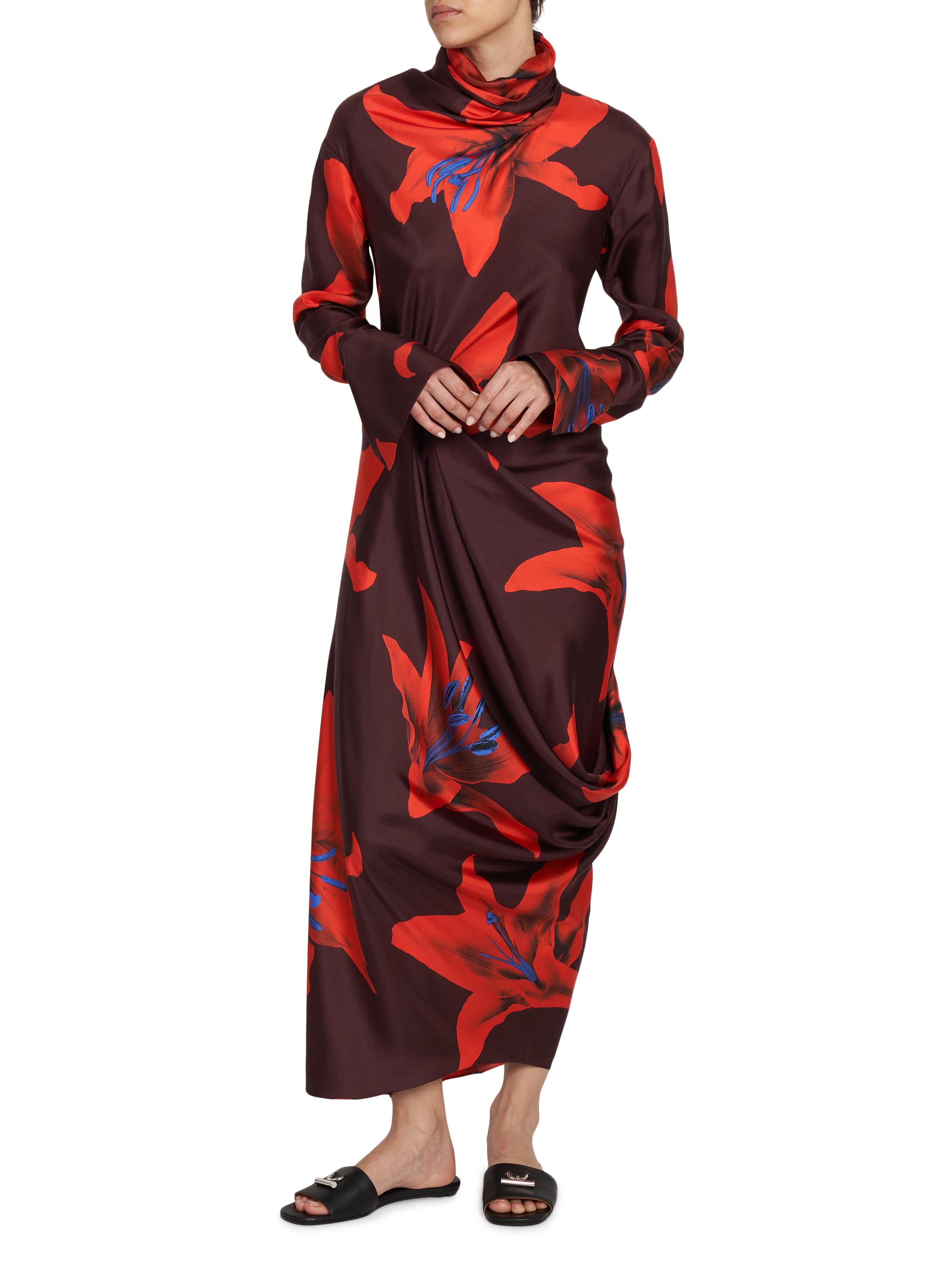 Alexander McQUEEN シルクワンピース新品 McQueen Flame Lily Silk Maxi Dress | Saks Fifth Avenue