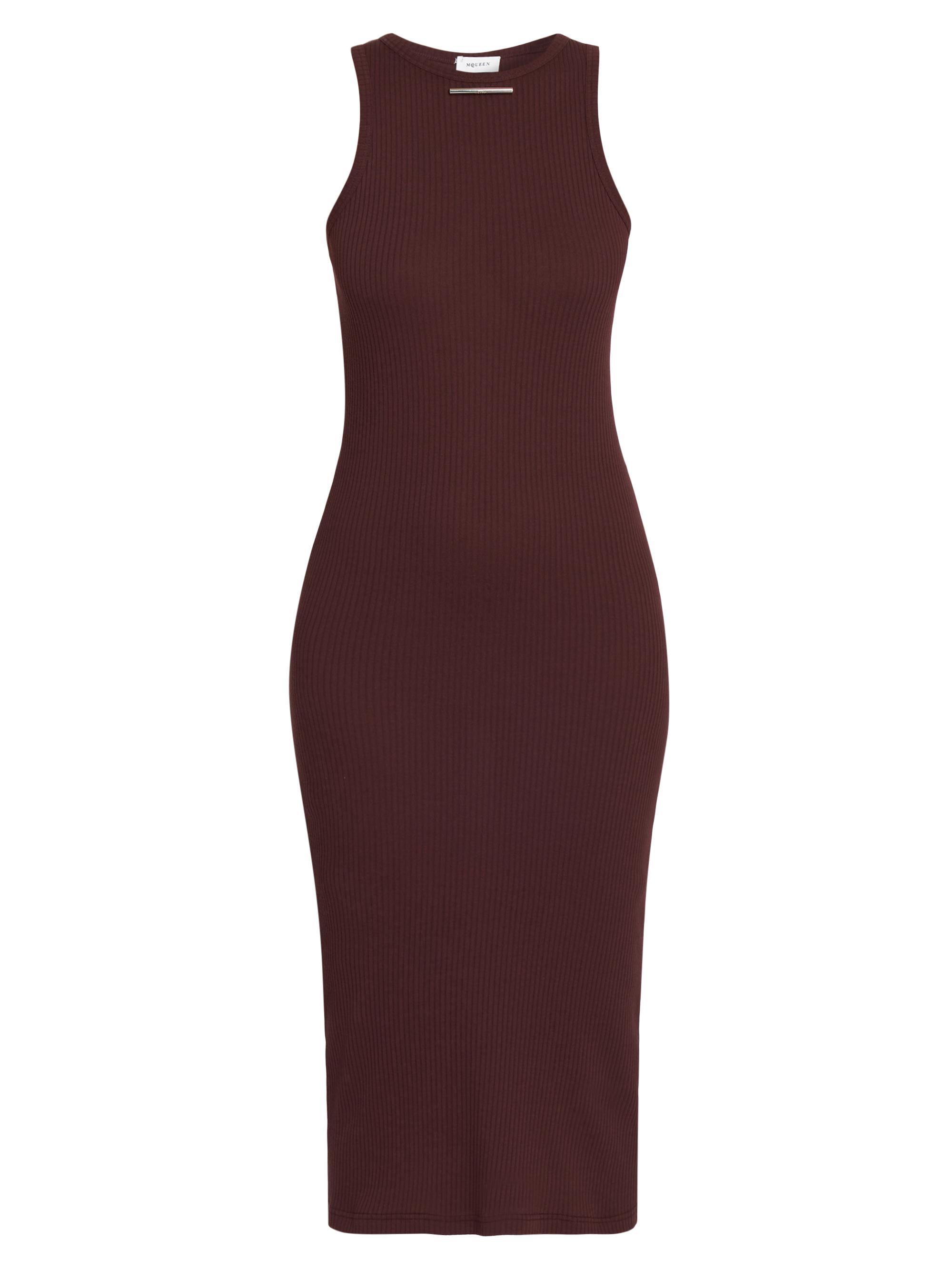 McQueen Women's Cotton Rib-Knit Sleeveless Midi-Dress - Burgundy