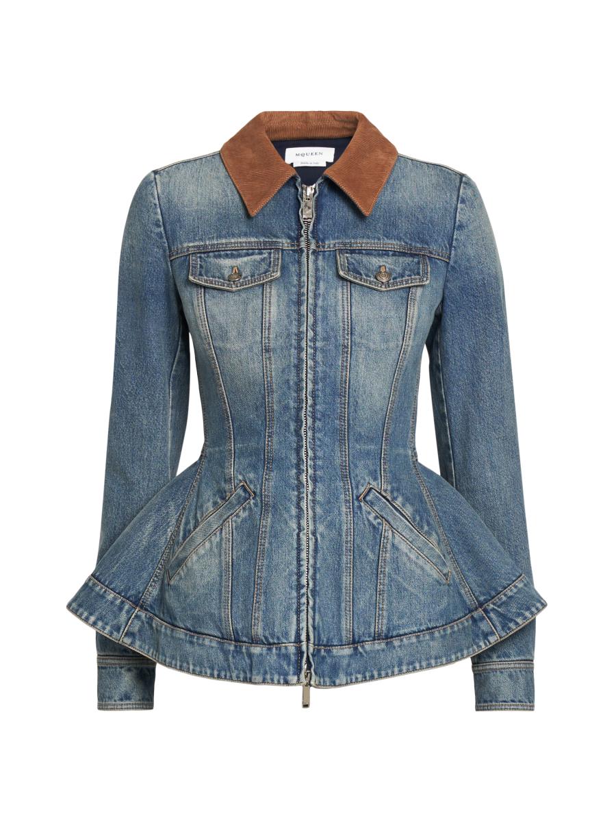 ジャケット ALEXANDER MCQUEEN Woman Jacket Indigo 813538QMACV 4315 Alexander McQueen Cotton Jacket 813538.QMACV-4315 INDIGO