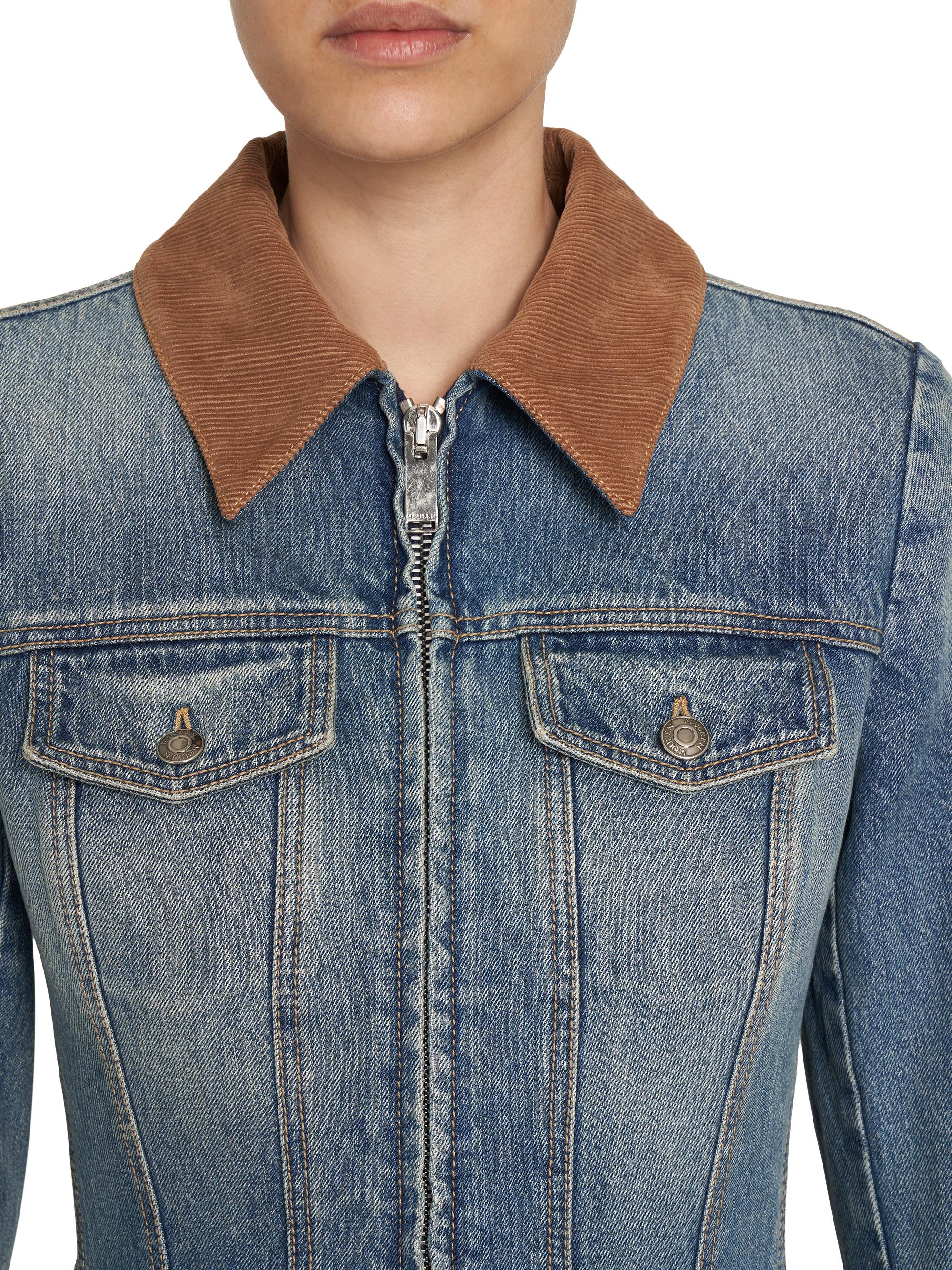 McQueen Denim Fit & Flare Zip-Up Jacket | Saks Fifth Avenue