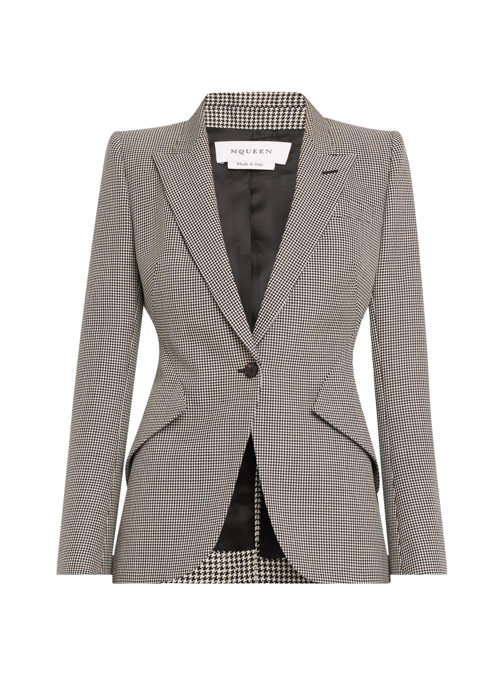 McQueen Women's Houndstooth Wool-Mohair Single-Breasted Jacket - Black