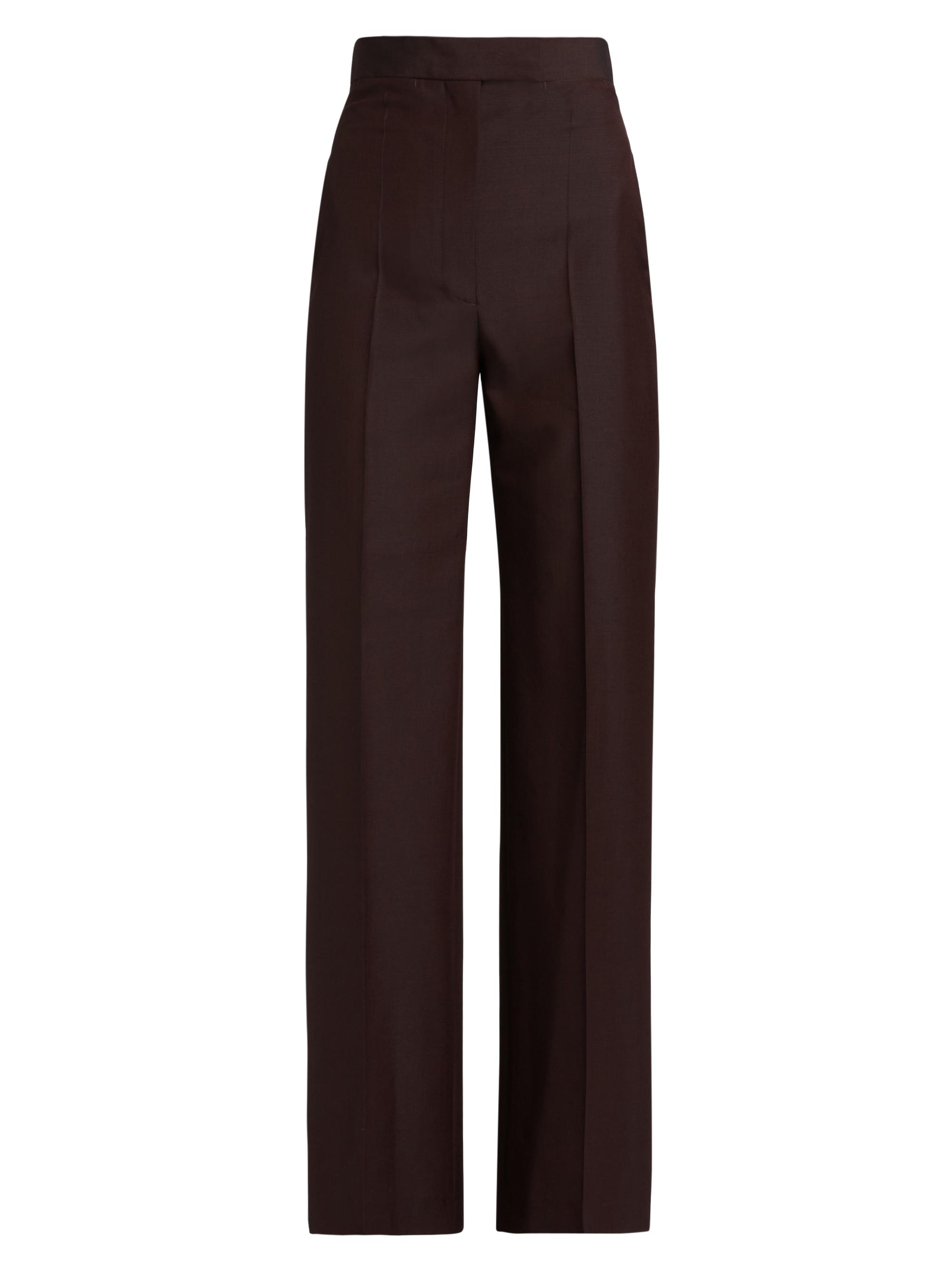 McQueen Women's Wool-Mohair Blended Trousers - Dark Burgundy