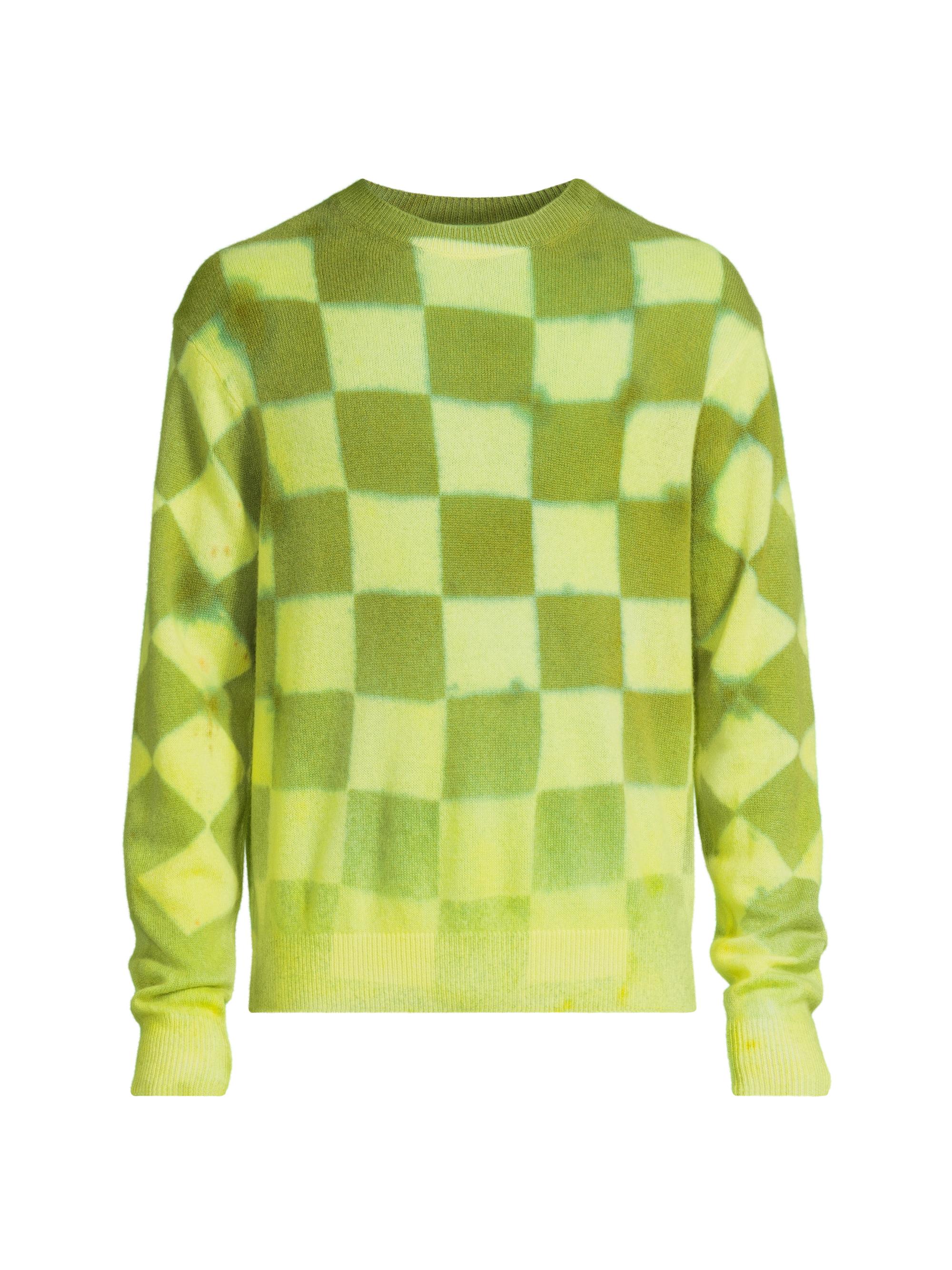 The Elder Statesman Men's Chess Tranquility Cashmere Sweater -  New Olive Butter