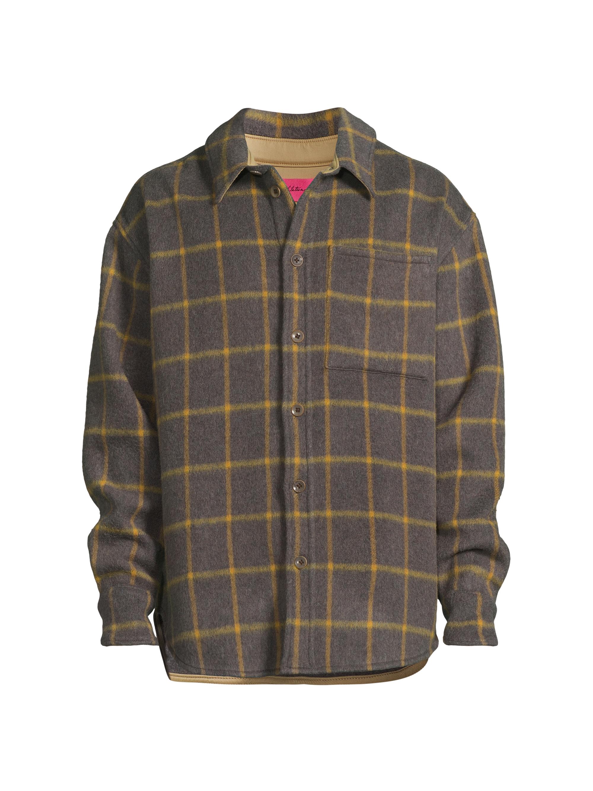 The Elder Statesman Men's Check Brushed Wool Overshirt - Blue Multi