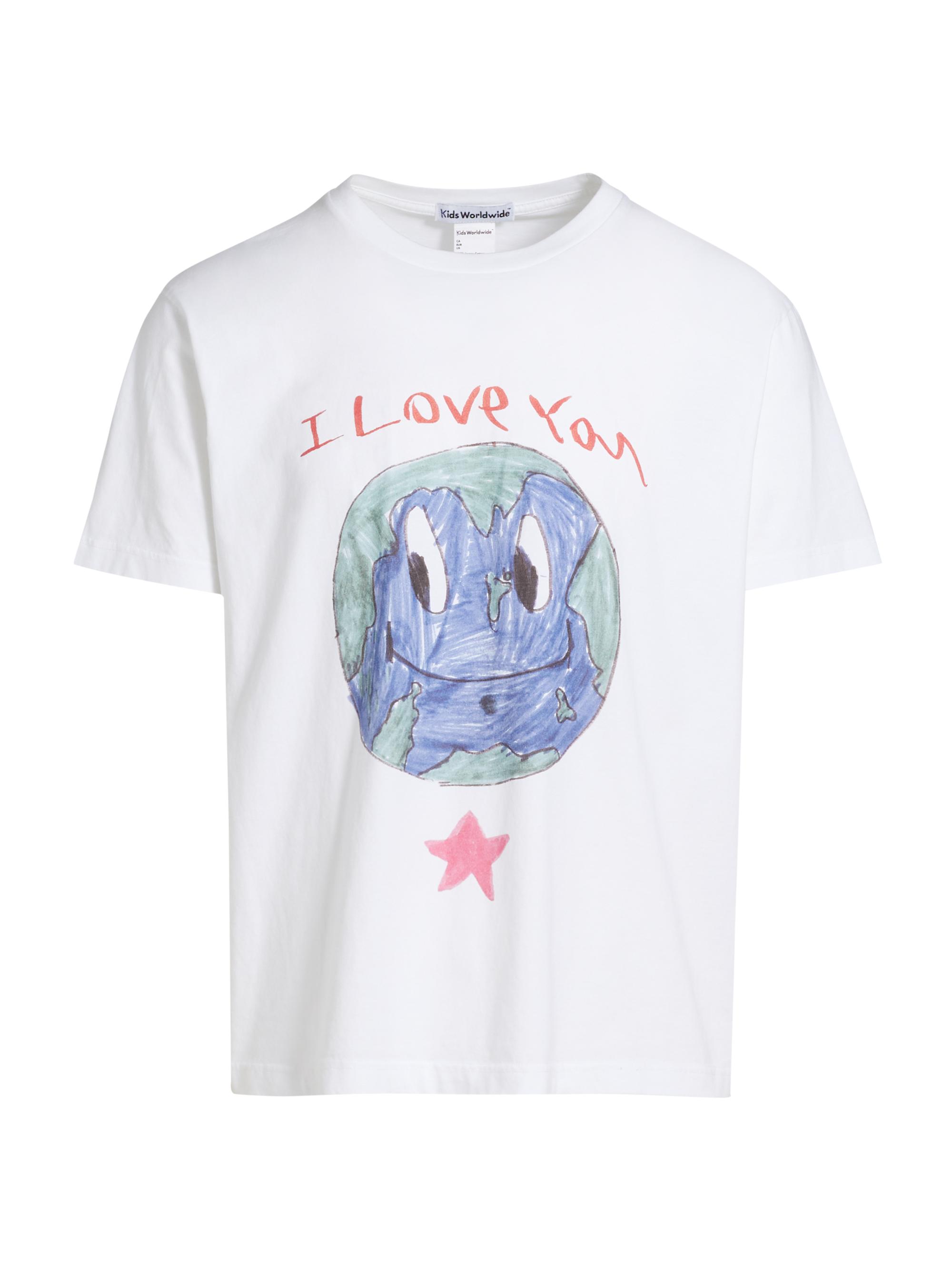 Kids Worldwide Men's I Love Earth Cotton T Shirt - White