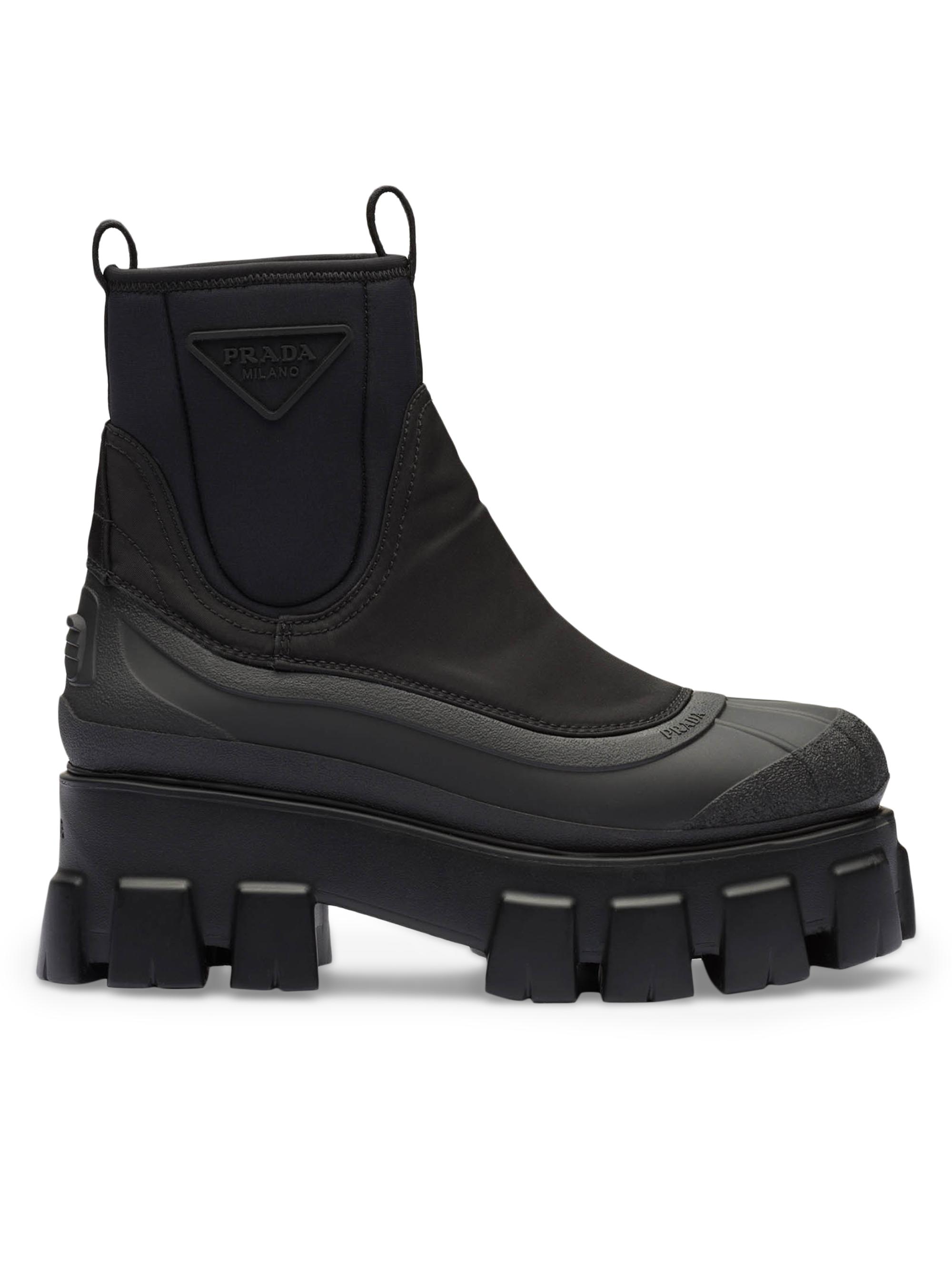 Prada Women's Monolith Re-Nylon Gabardine Boots - Black