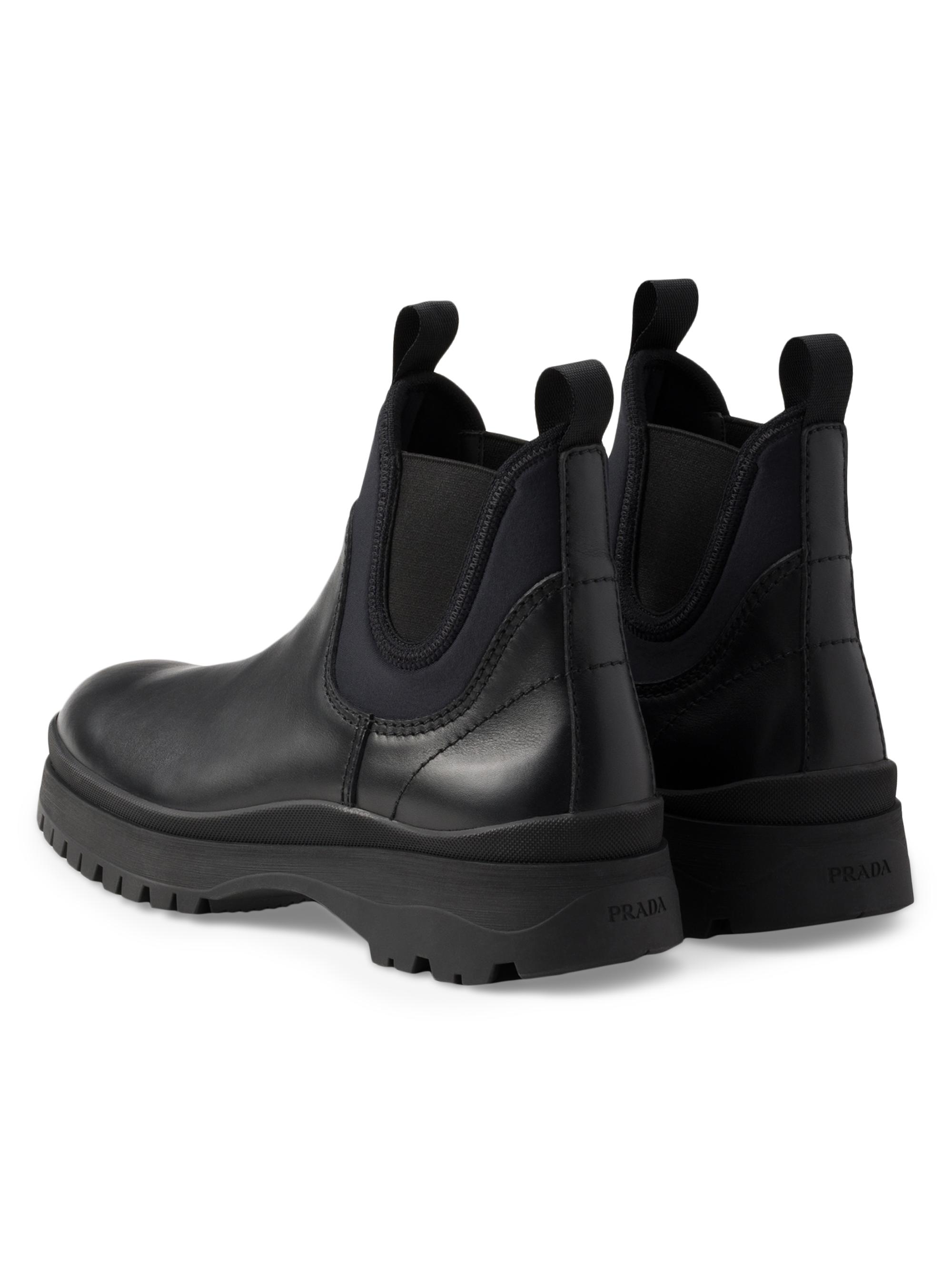 Prada Leather and Stretch Fabric Chelsea Boots | Saks Fifth Avenue