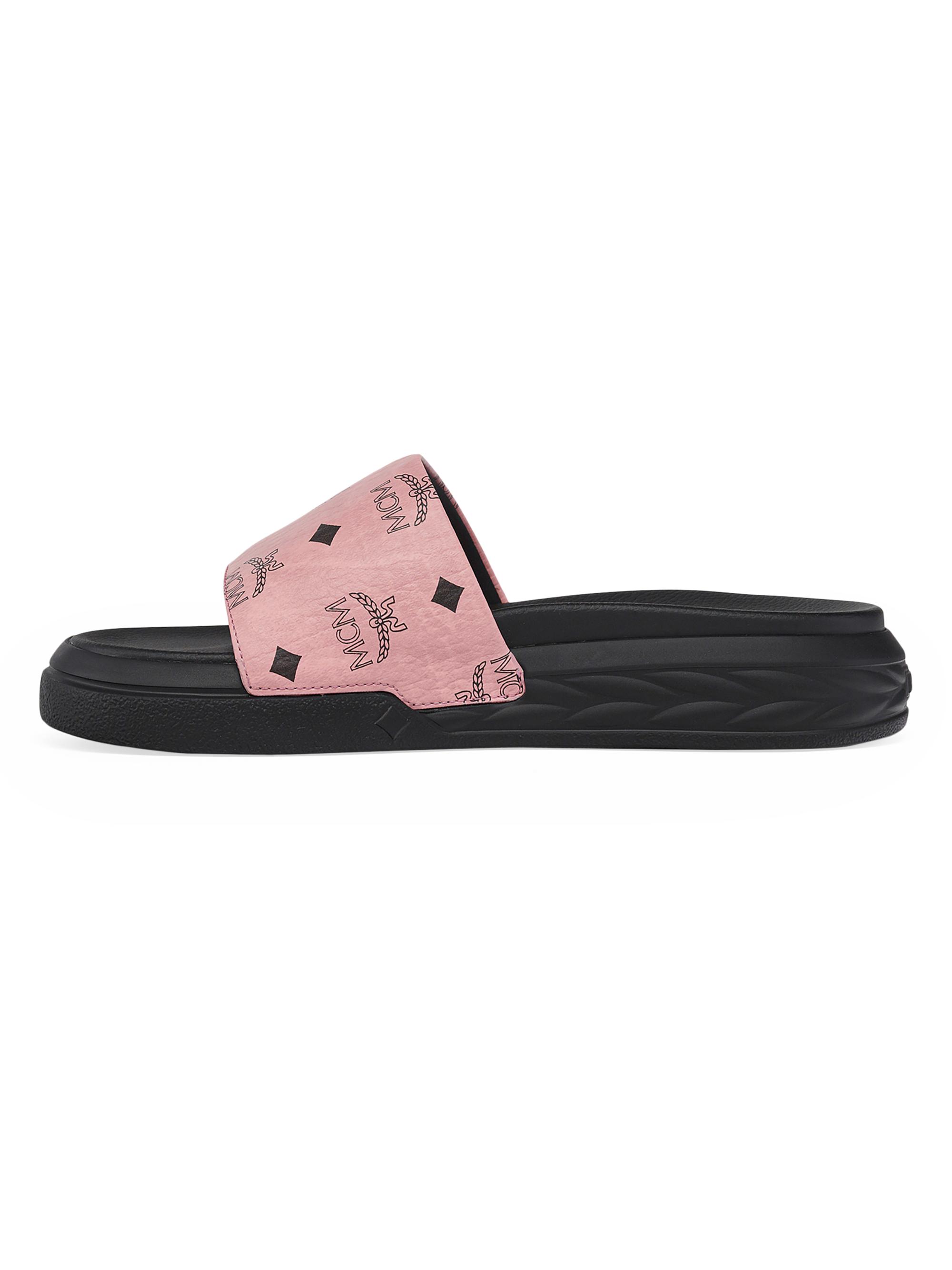 MCM Women's Visetos Logo Slides - Soft Pink  Sandals