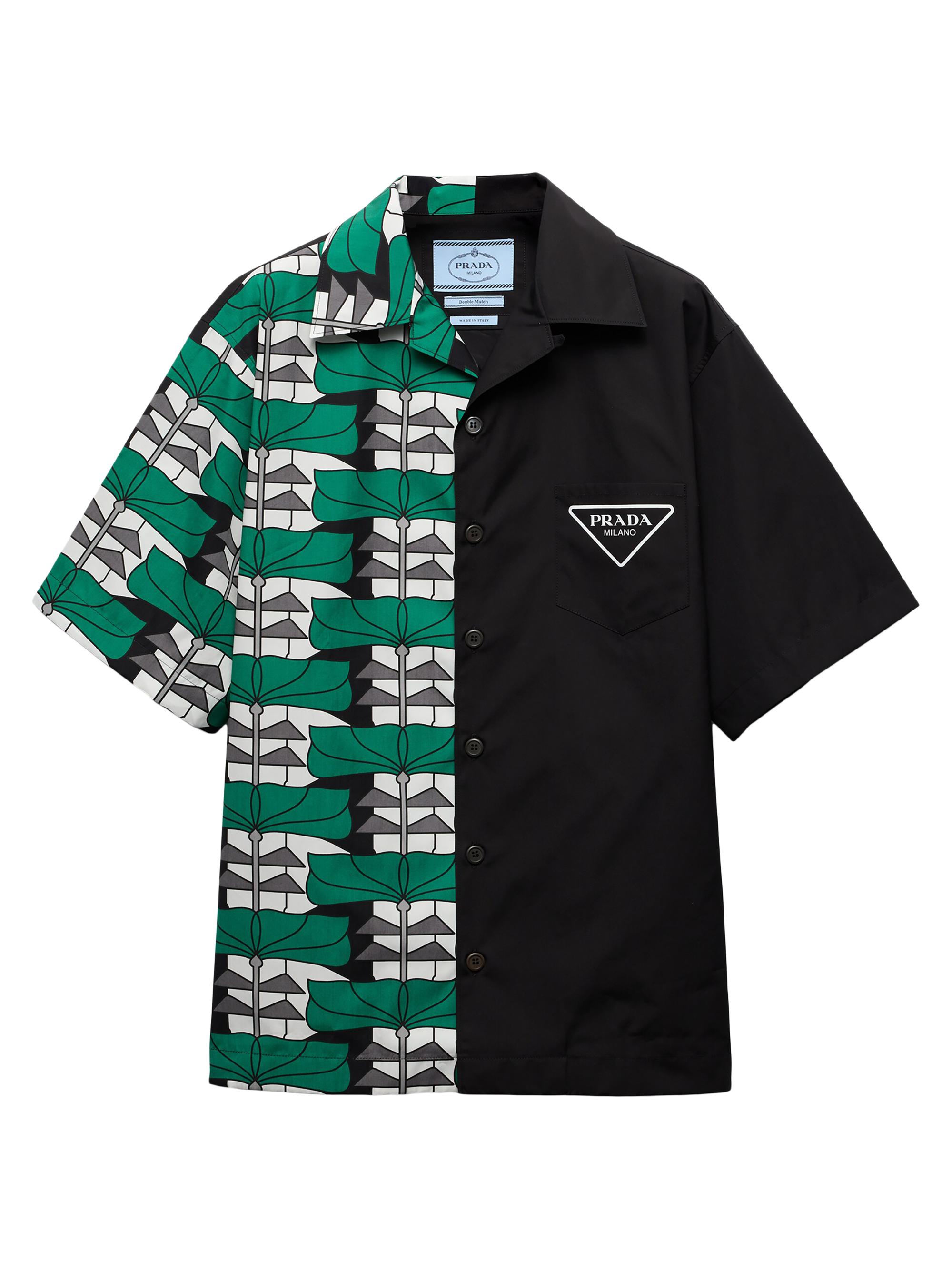 Prada Men's Double Match Cotton Shirt - Green