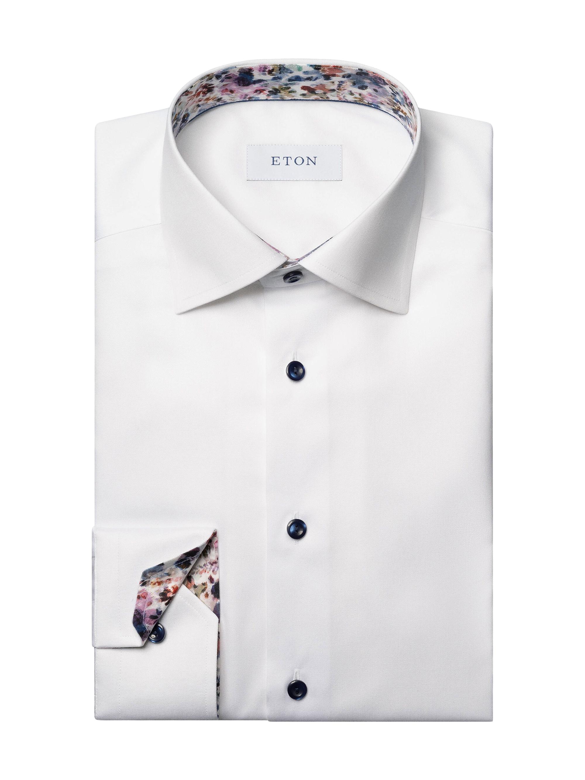 Eton Men's Contemporary-Fit Floral Twill Shirt - White