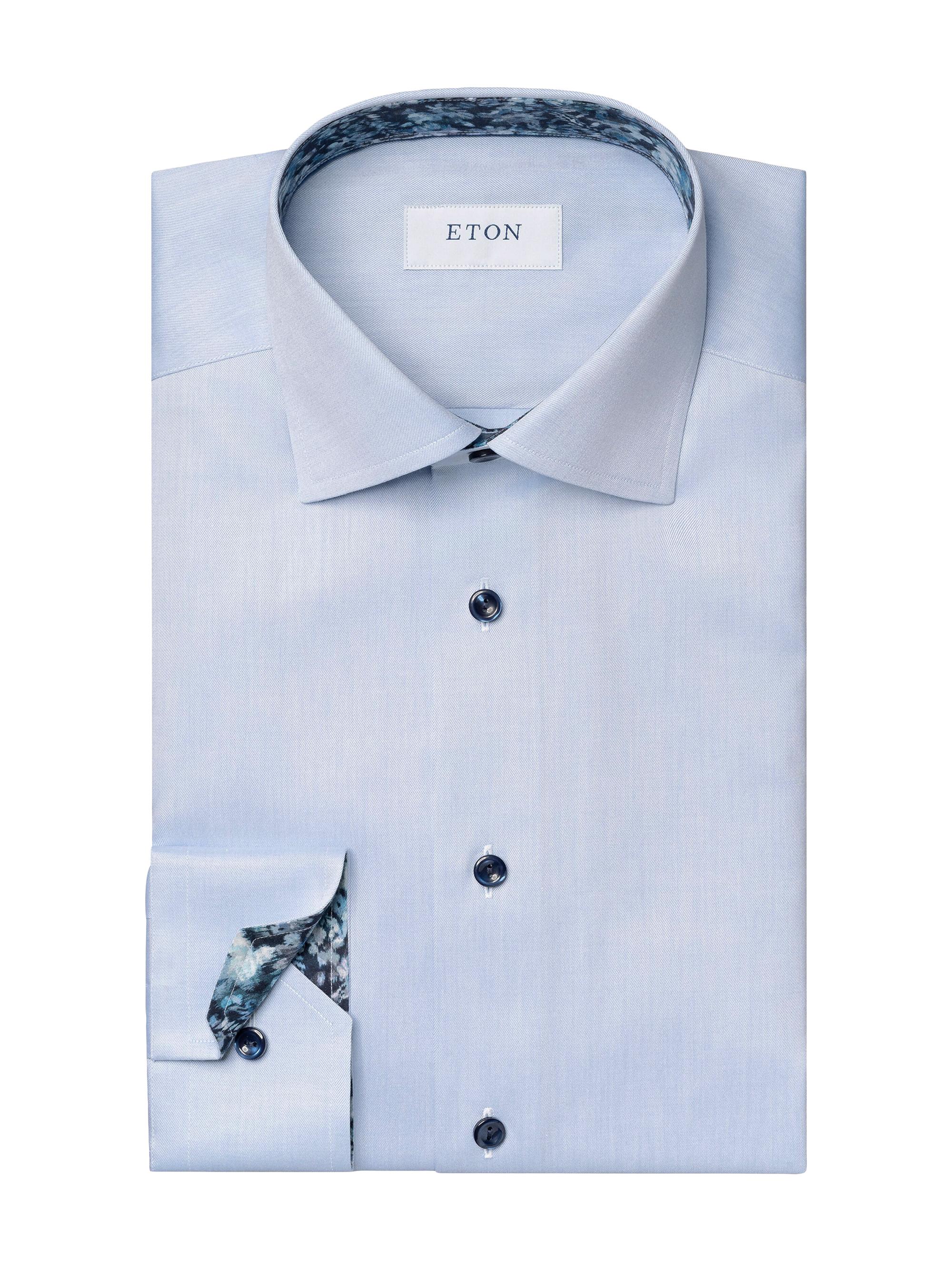 Eton Men's Slim-Fit Floral Twill Shirt - Blue