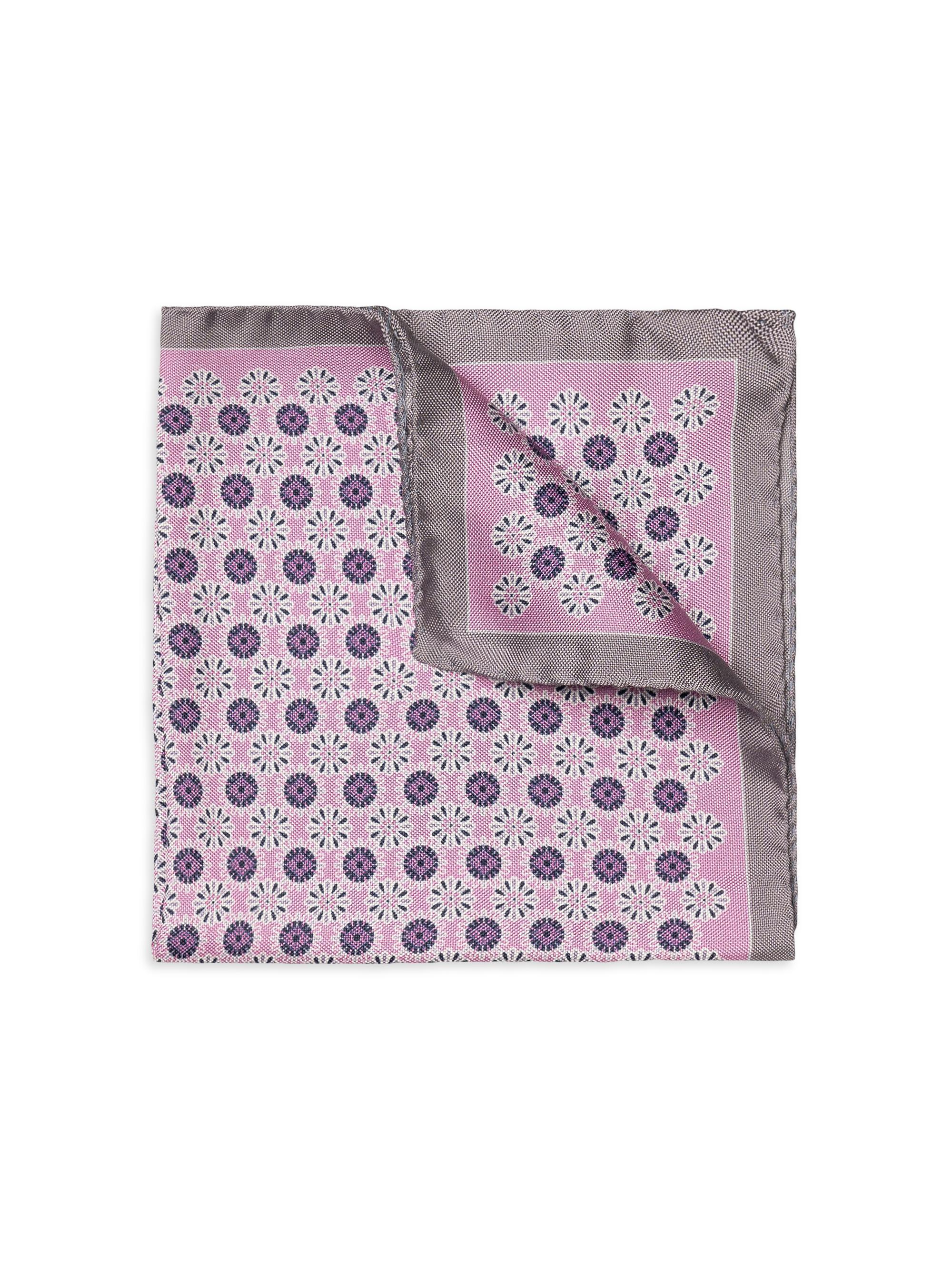 Eton Men's Geometric Silk Pocket Square - Pink