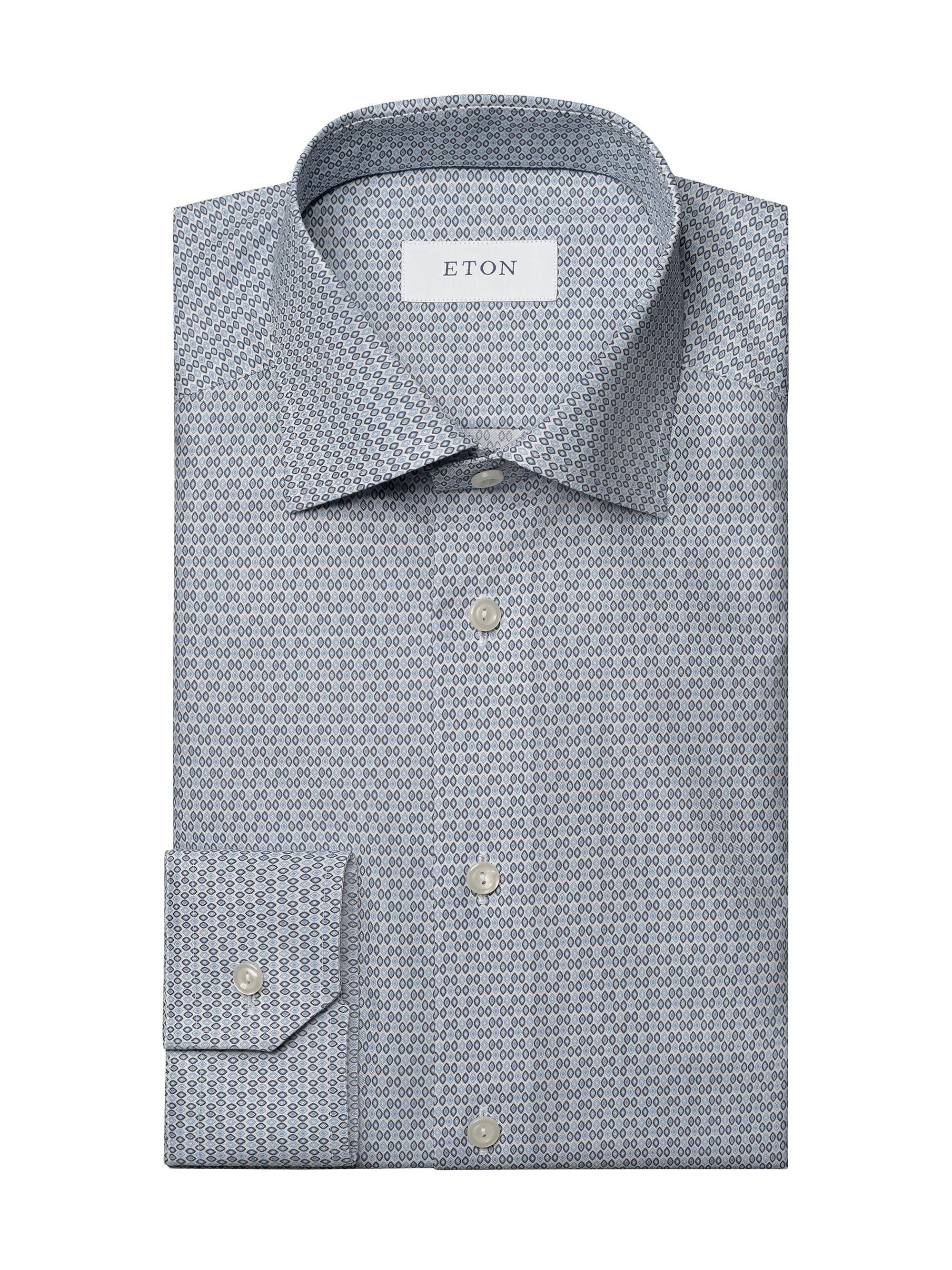 Eton Men's Contemporary-Fit Geometric Twill Shirt - Blue