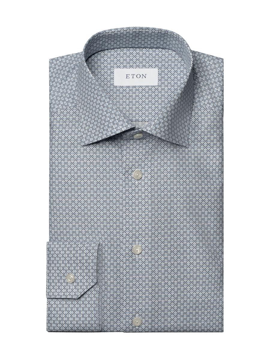 Eton Men's Contemporary-fit Geometric Twill Shirt In Blue