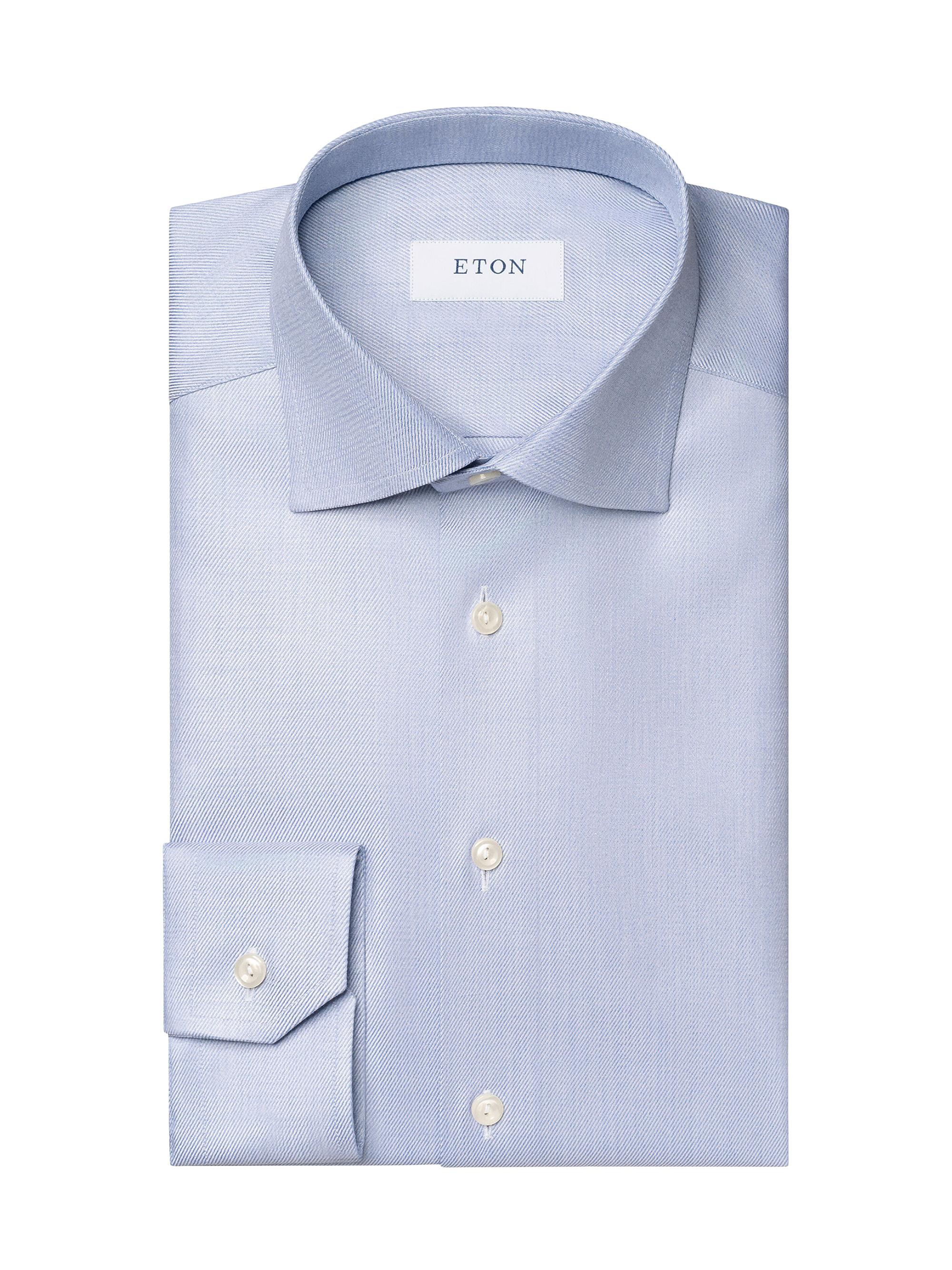 Eton Men's Contemporary-Fit Mélange Solid Cotton-Lyocell Shirt - Blue