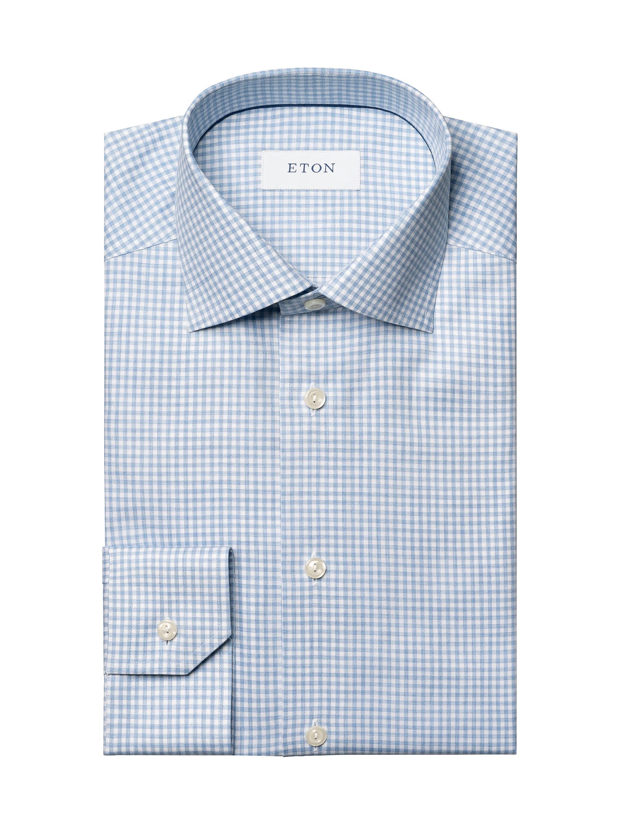 Eton Men's Contemporary-Fit Grid Check Shirt - Blue