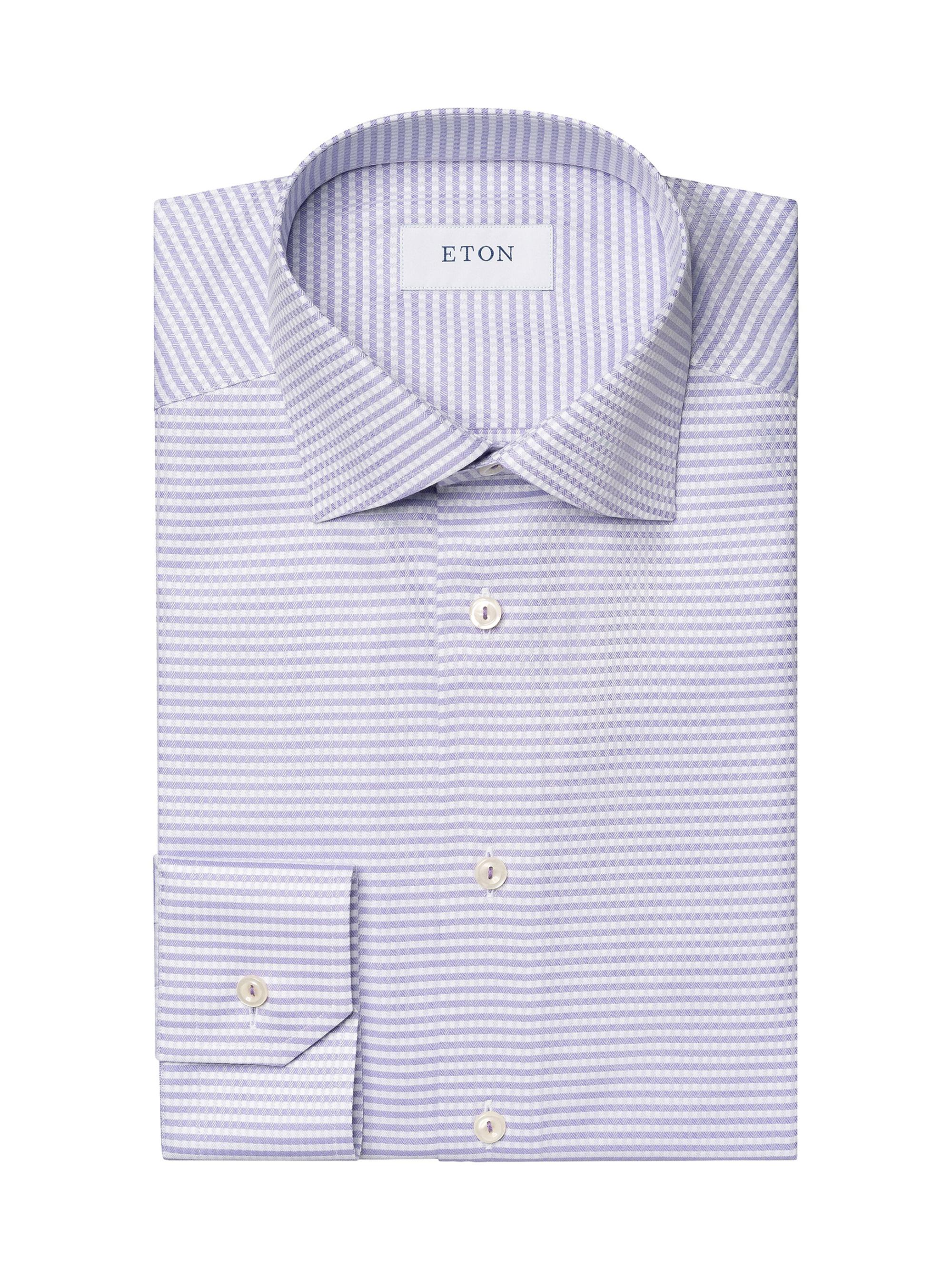 Eton Men's Contemporary-Fit Micro Check Shirt - Purple