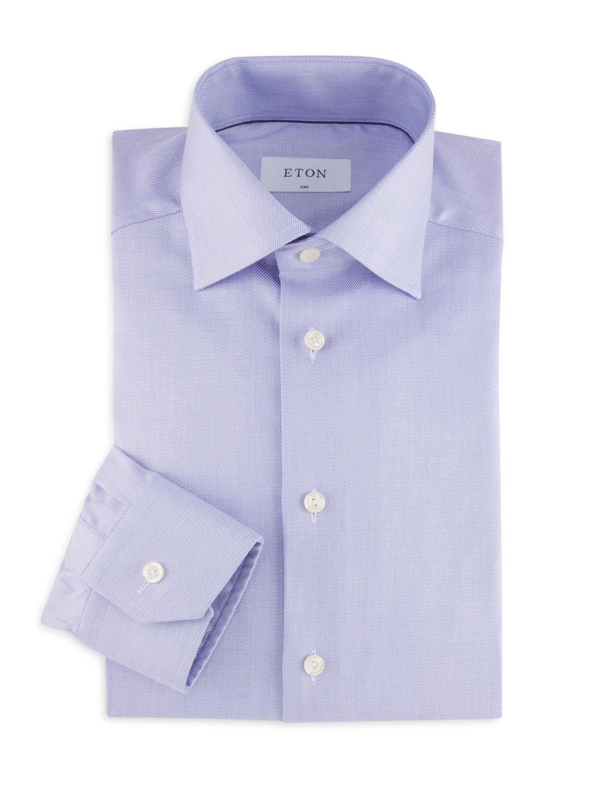 Eton Men's Slim-Fit Mélange Solid Cotton-Lyocell Shirt - Purple