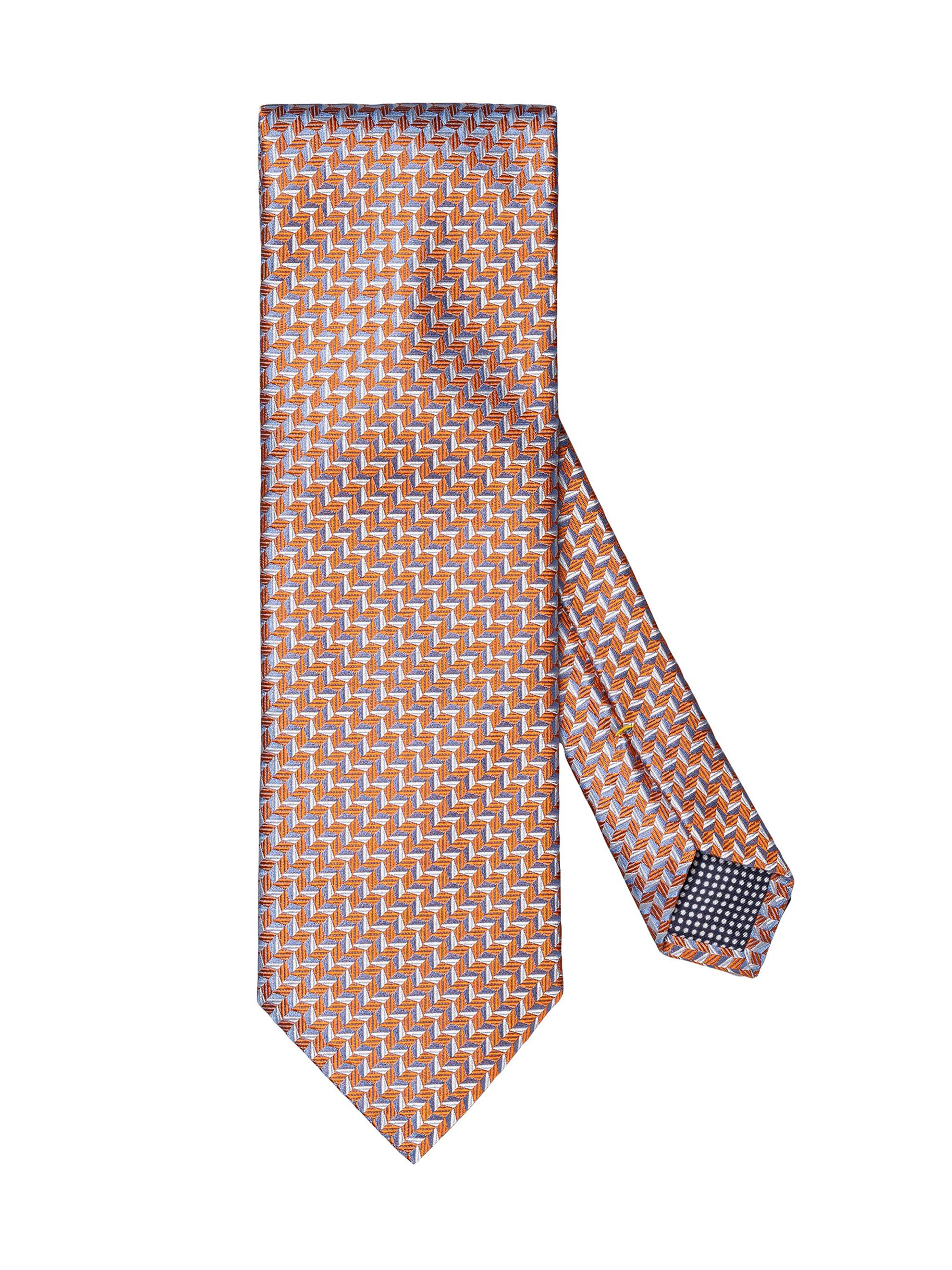 Eton Men's Geometric Woven Silk Tie - Orange