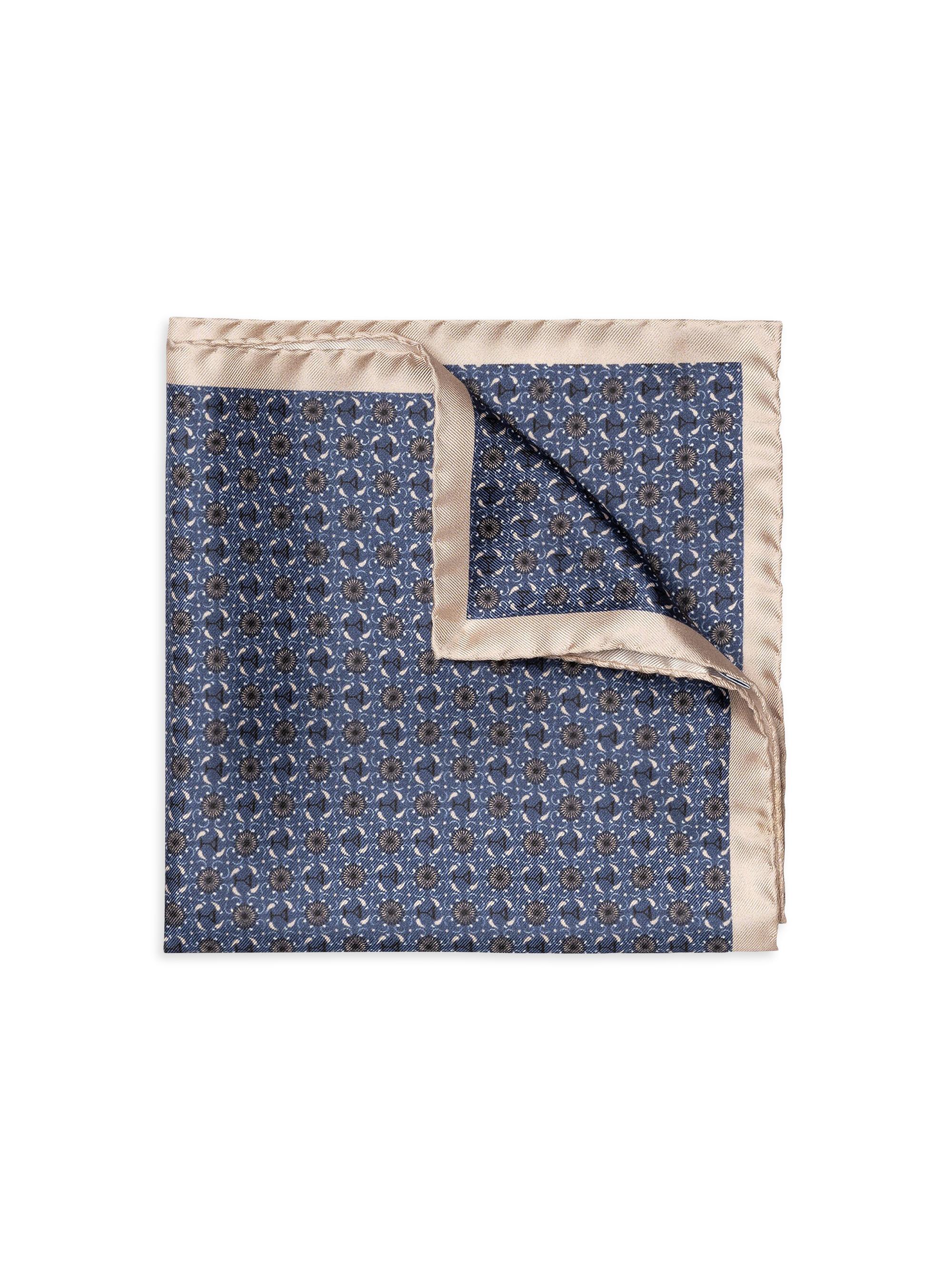 Eton Men's Geometric Silk Pocket Square - Navy