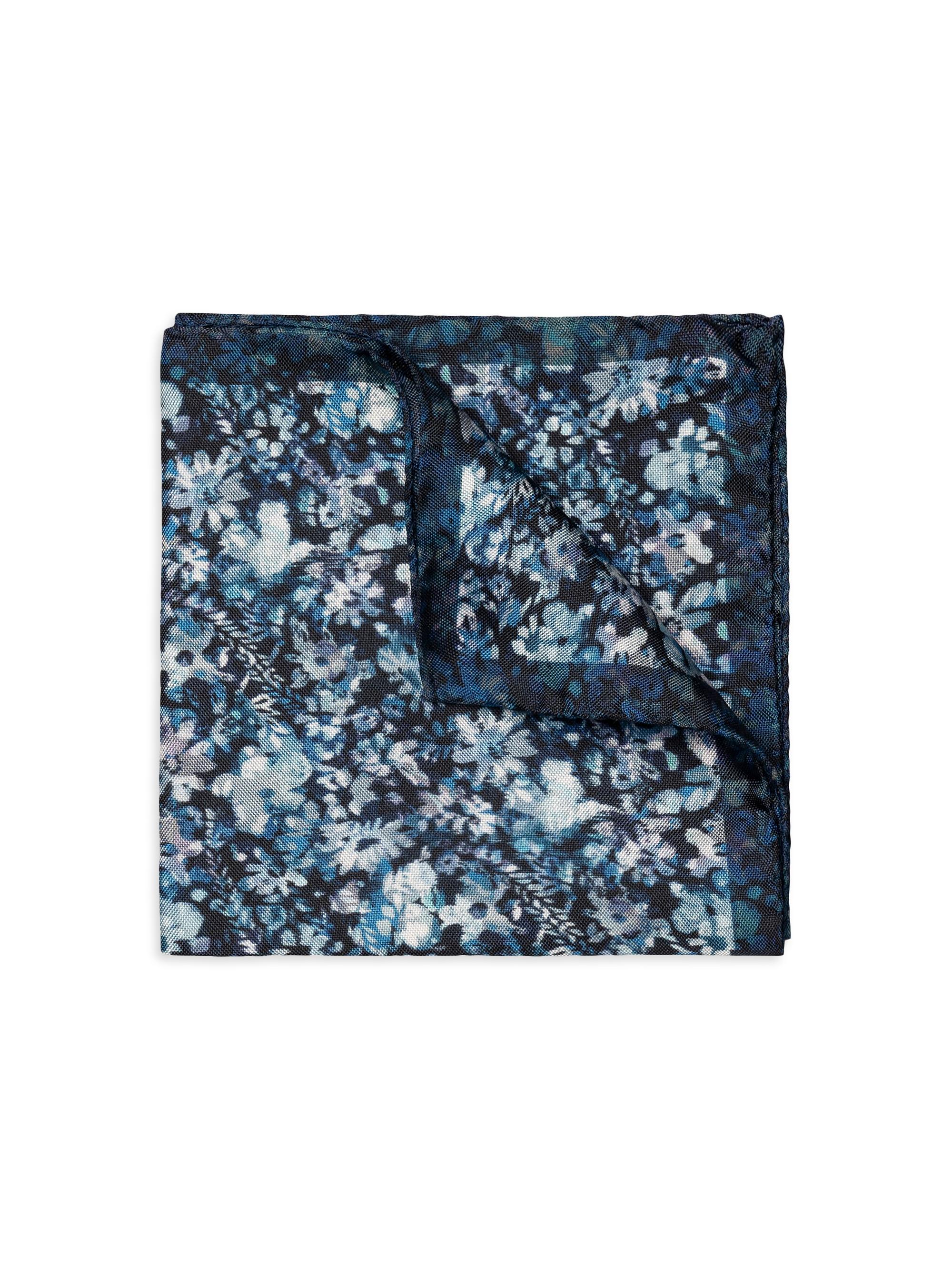 Eton Men's Floral Silk Pocket Square - Blue