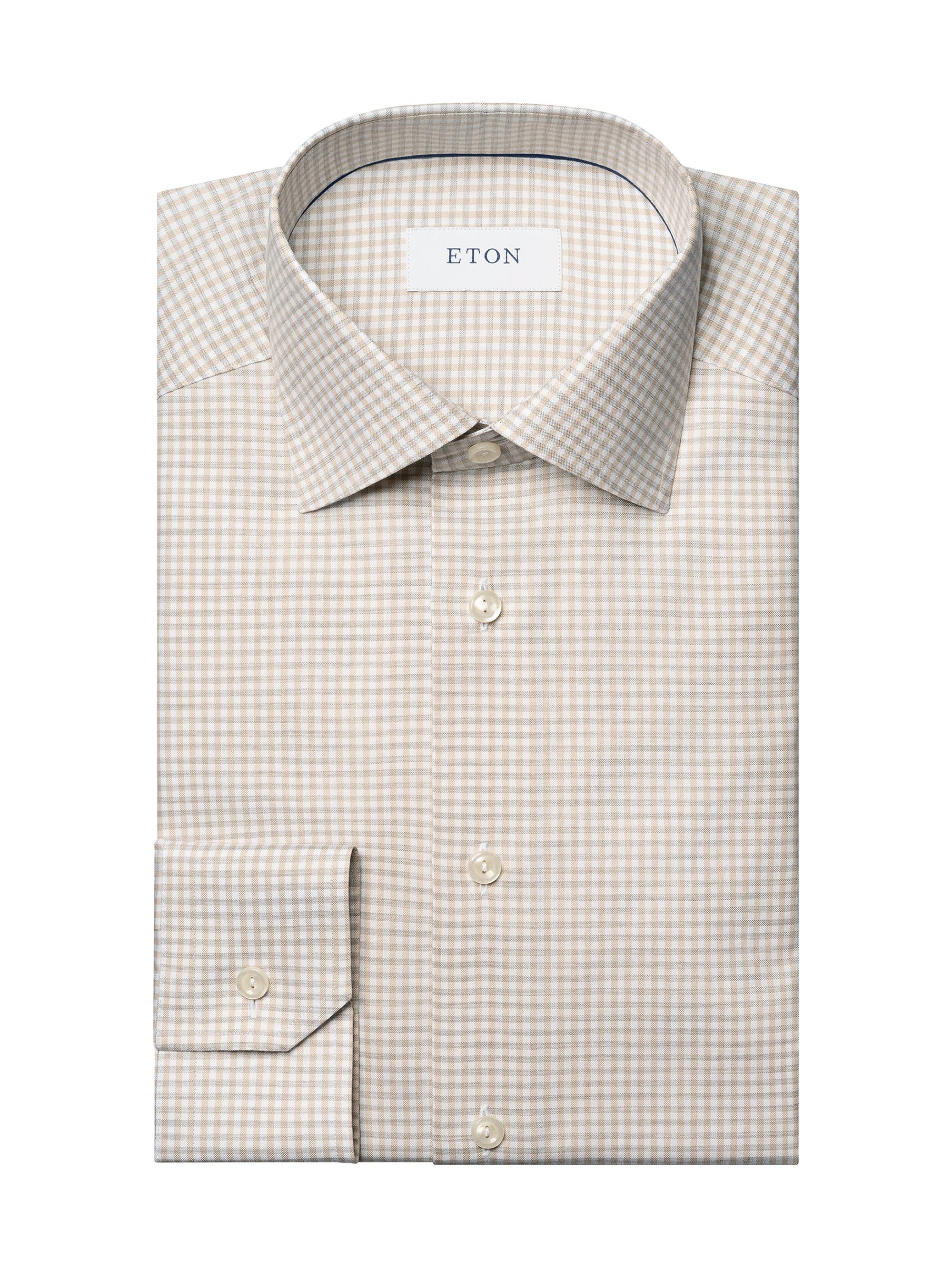 Eton Men's Slim-Fit Grid Check Shirt - Brown