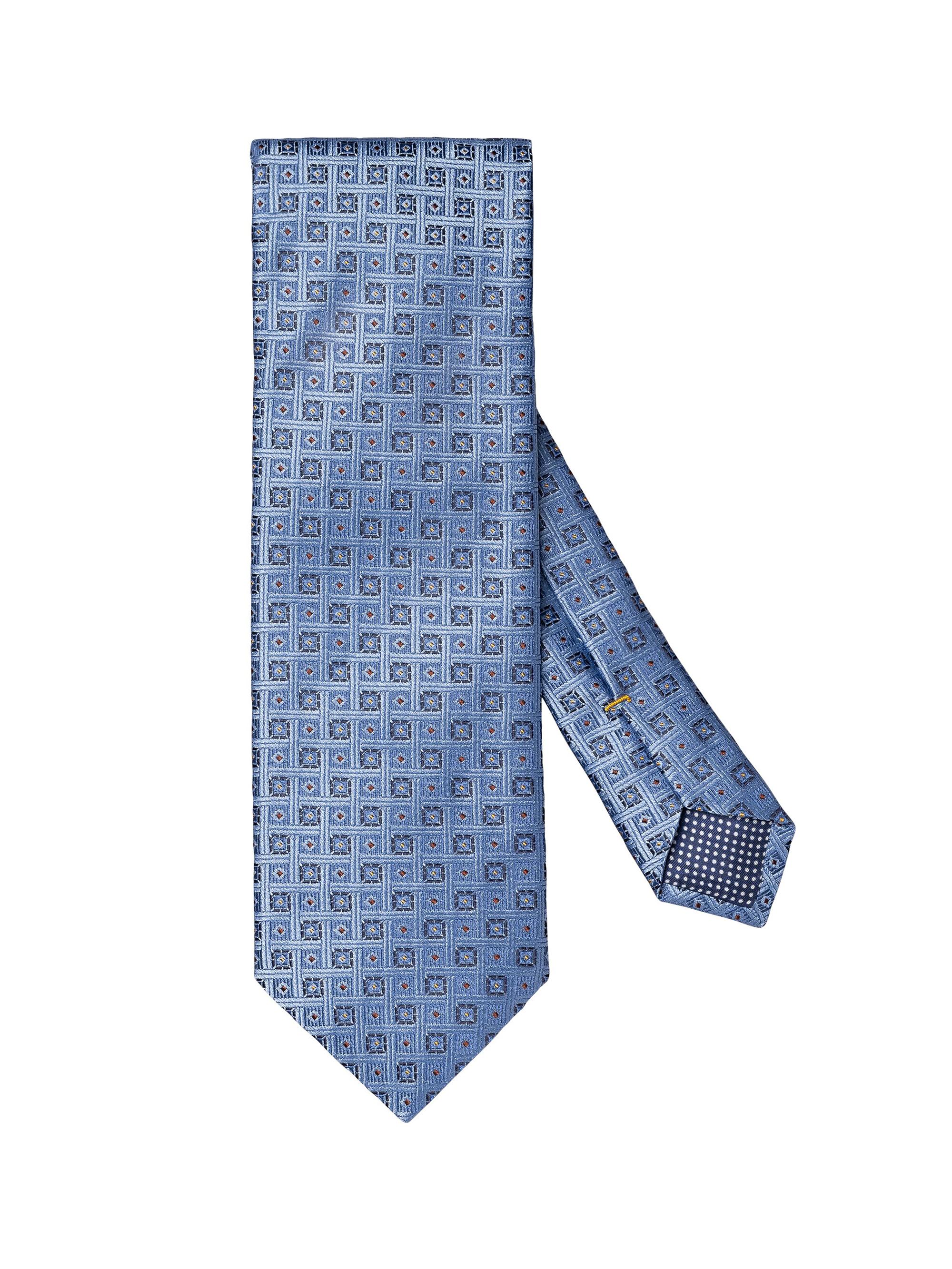 Eton Men's Geometric Woven Silk Tie Blue
