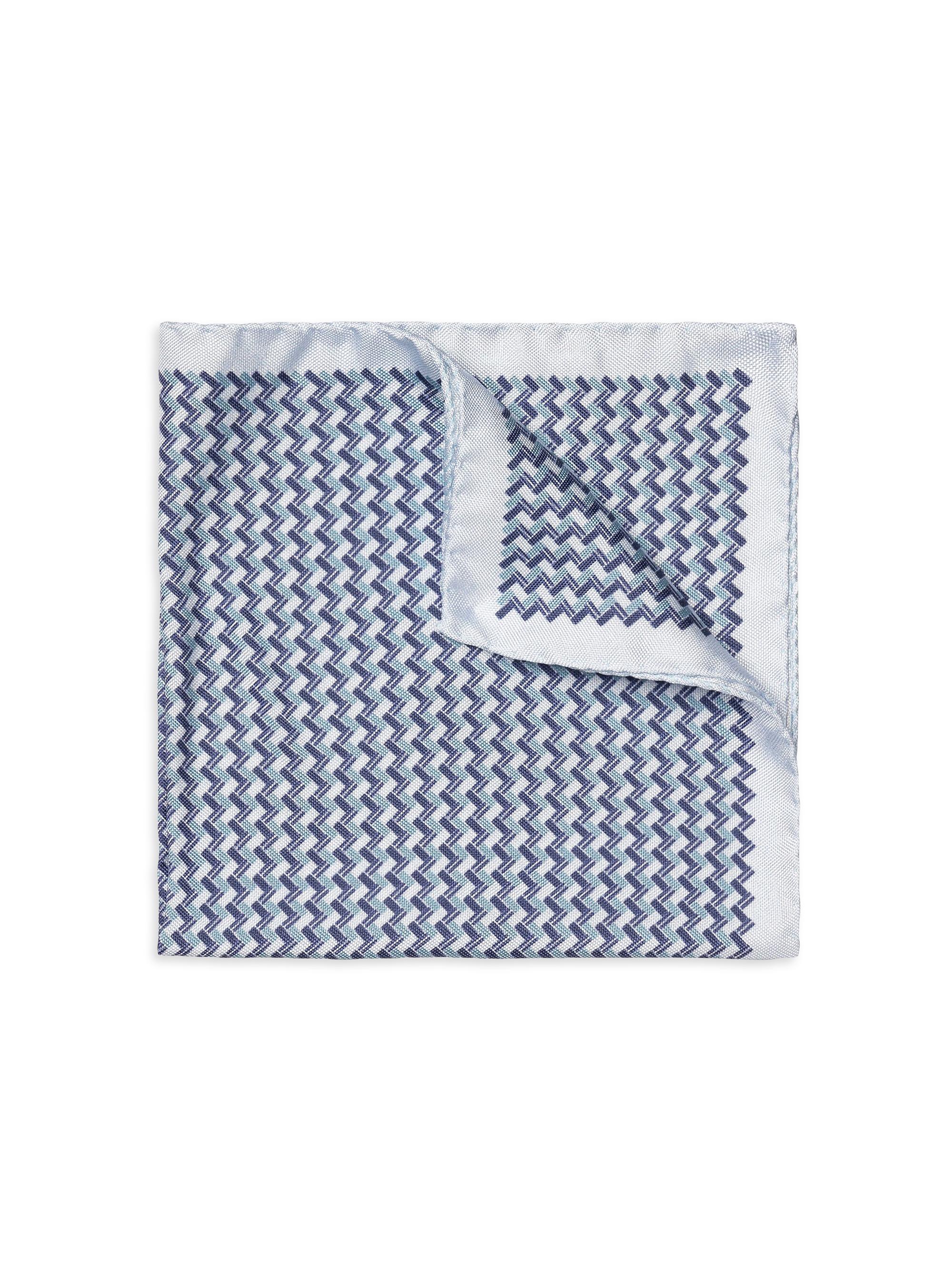 Eton Men's Geometric Silk Pocket Square - Blue