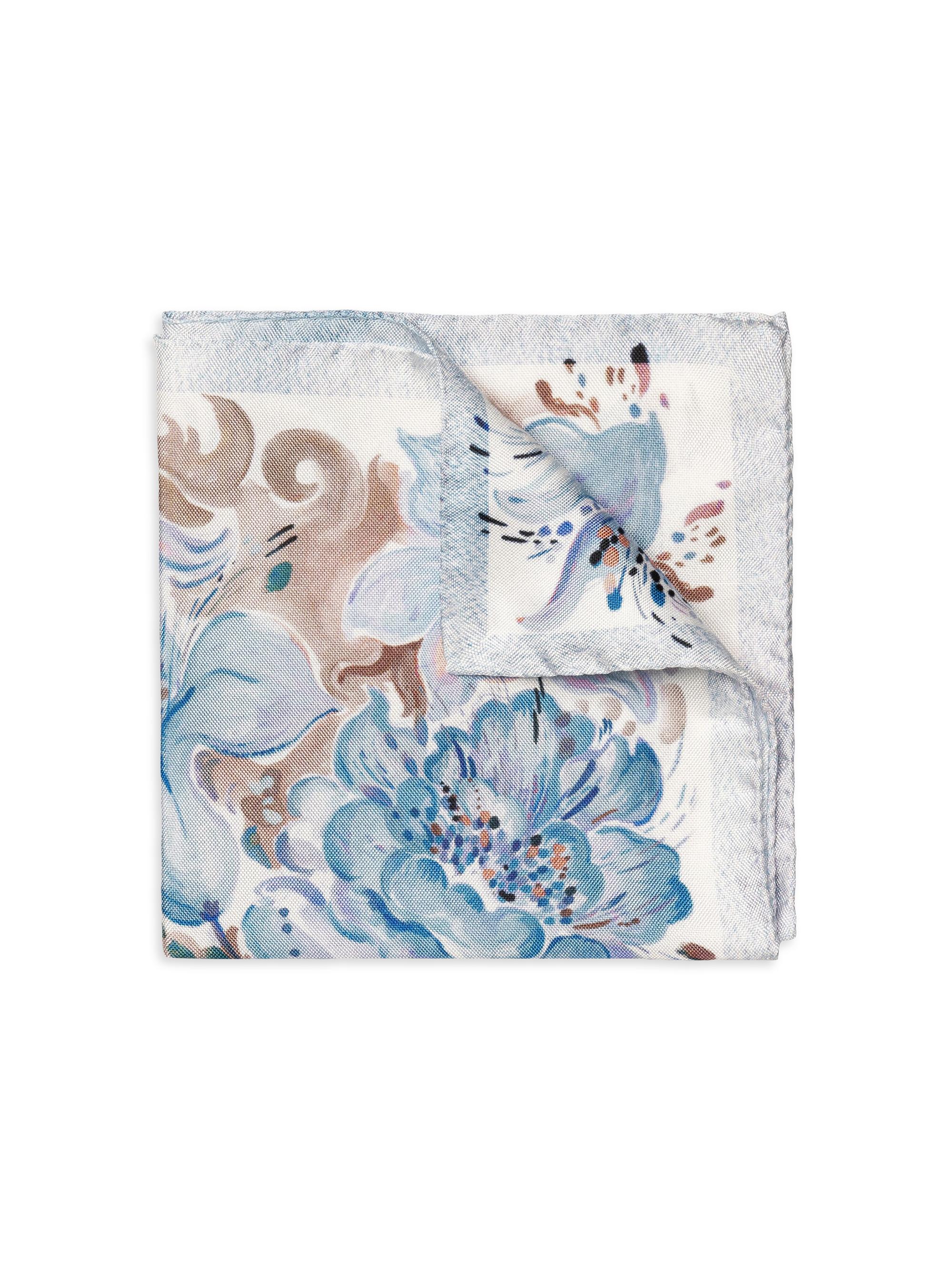 Eton Men's Floral Silk Pocket Square - Blue